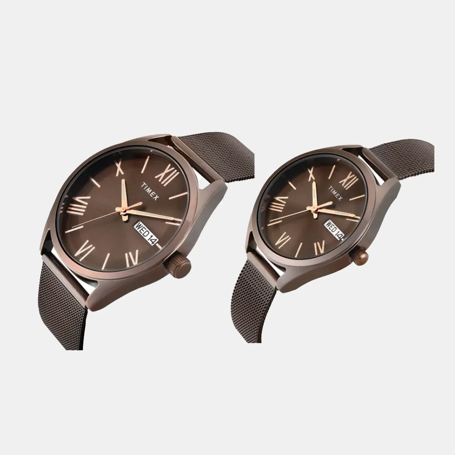 Trendline Couple Quartz Brown Dial Analog Mesh Watch TW00PR353 - Image 2