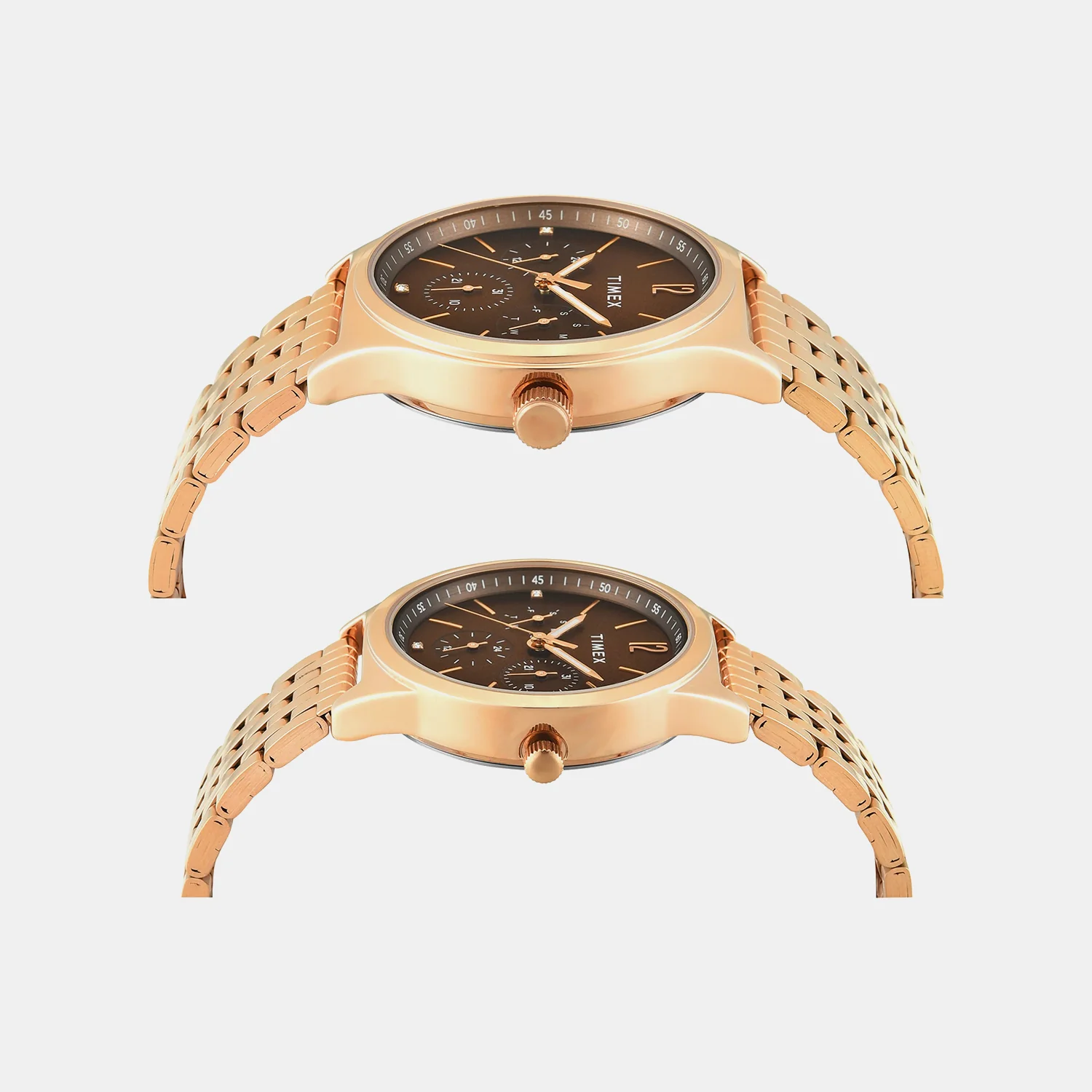 Trendline Couple Quartz Brown Dial Multi-Function Stainless Steel Watch TW00PR349 - Image 2