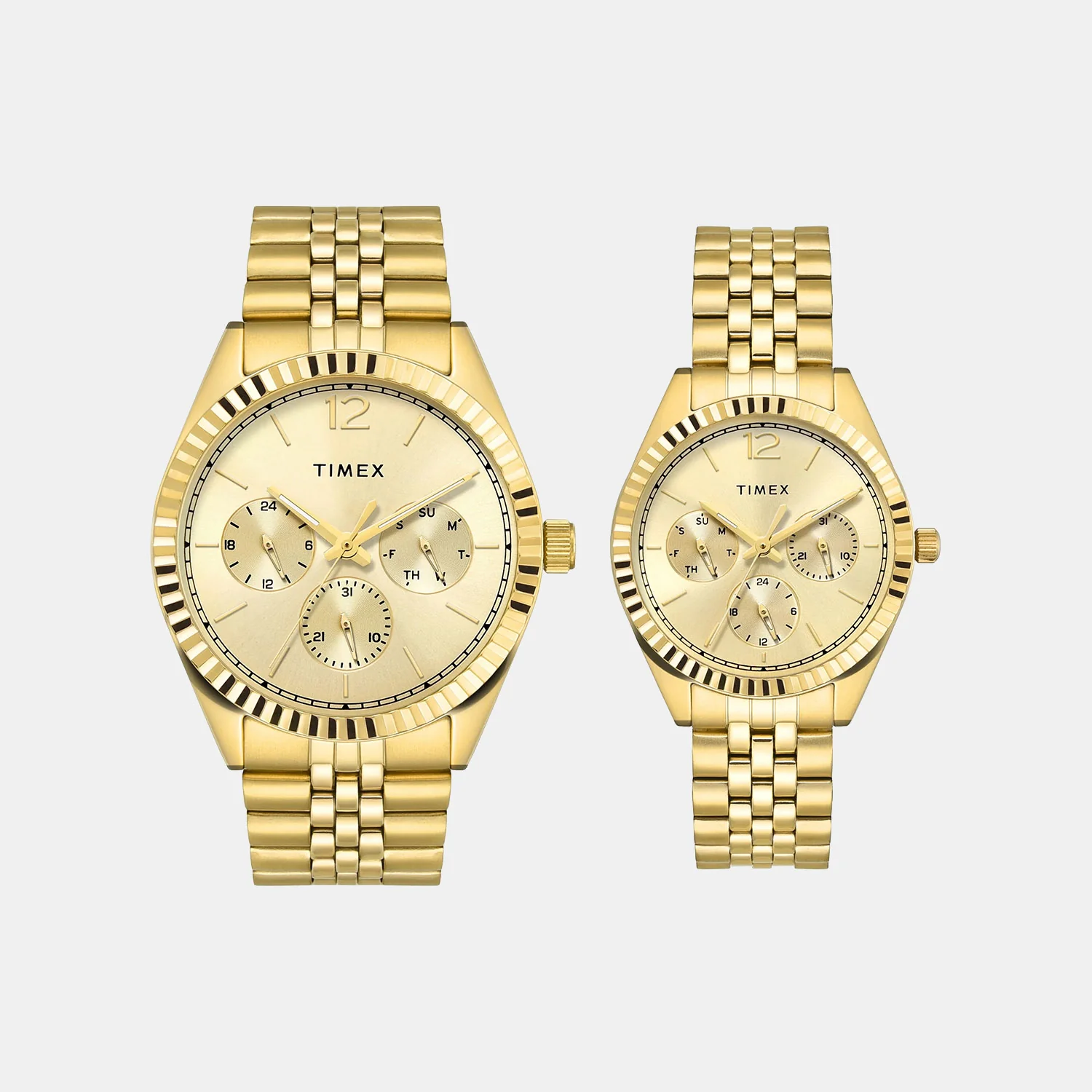 Trendline Couple Quartz Champagne Dial Multi-Function Stainless Steel Watch TW00PR345