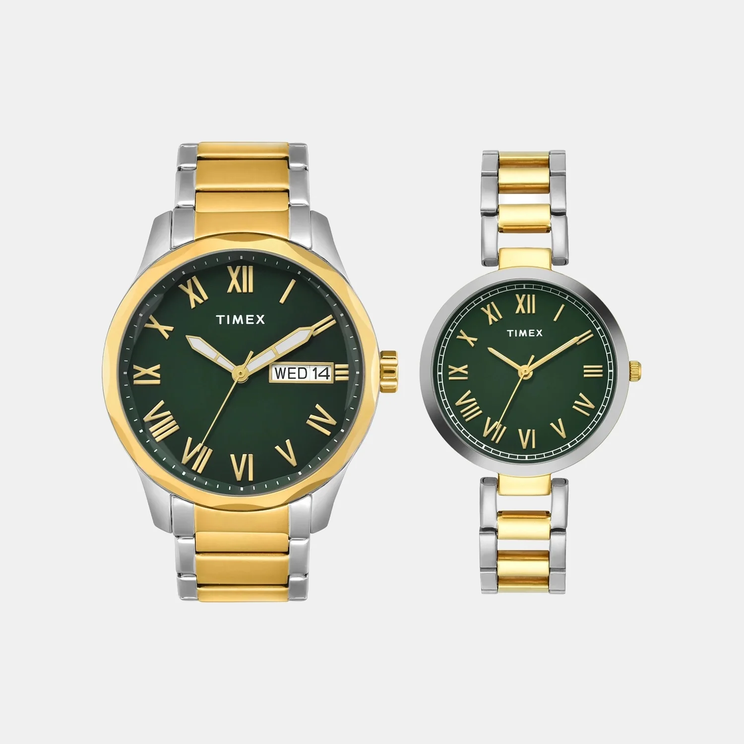 Trendline Pair Quartz Green Dial Analog Stainless Steel Watch TW00PR340