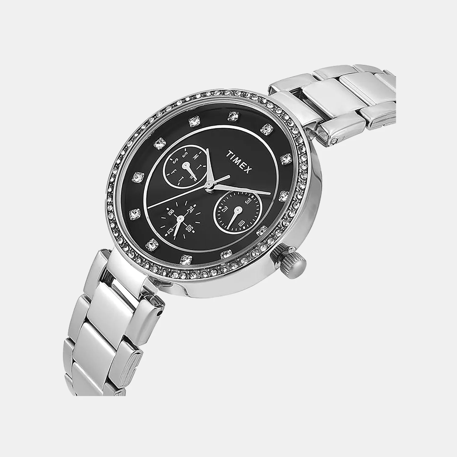 Trendline Women Quartz Black Dial Multi-Function Stainless Steel Watch TWEL18728 - Image 2