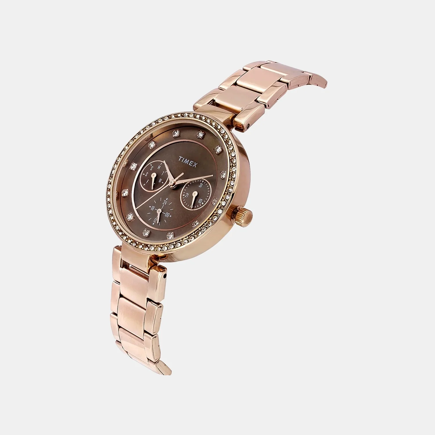 Trendline Women Quartz Brown Dial Multi-Function Stainless Steel Watch TWEL18721 - Image 2