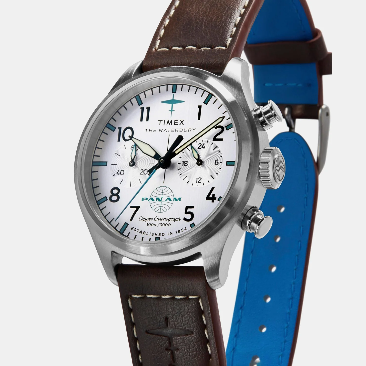 Waterbury Traditional Men Quartz Silver Dial Chronograph Leather Watch TW2Y38700X6 - Image 2