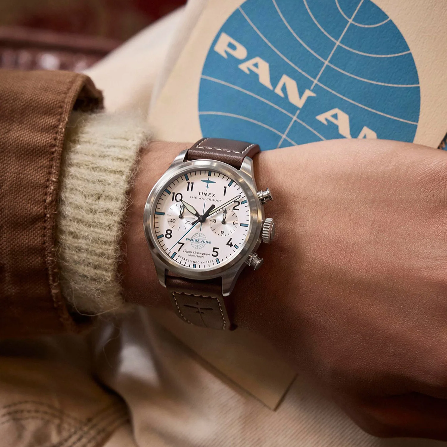Waterbury Traditional Men Quartz Silver Dial Chronograph Leather Watch TW2Y38700X6 - Image 7