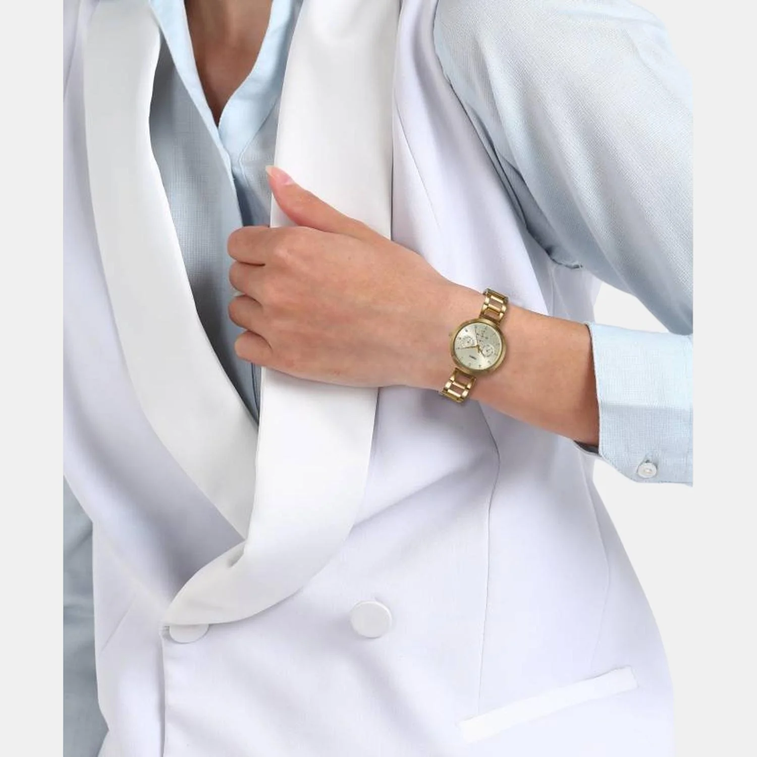 Women Quartz Champagne Dial Multi-Function Stainless Steel Watch TW000X208 - Image 4