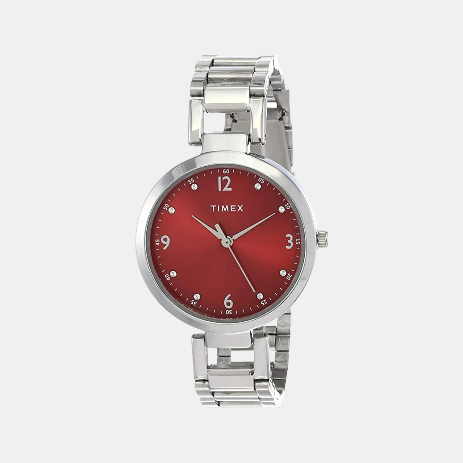Women Quartz Red Dial Analog Stainless Steel Watch TW000X203