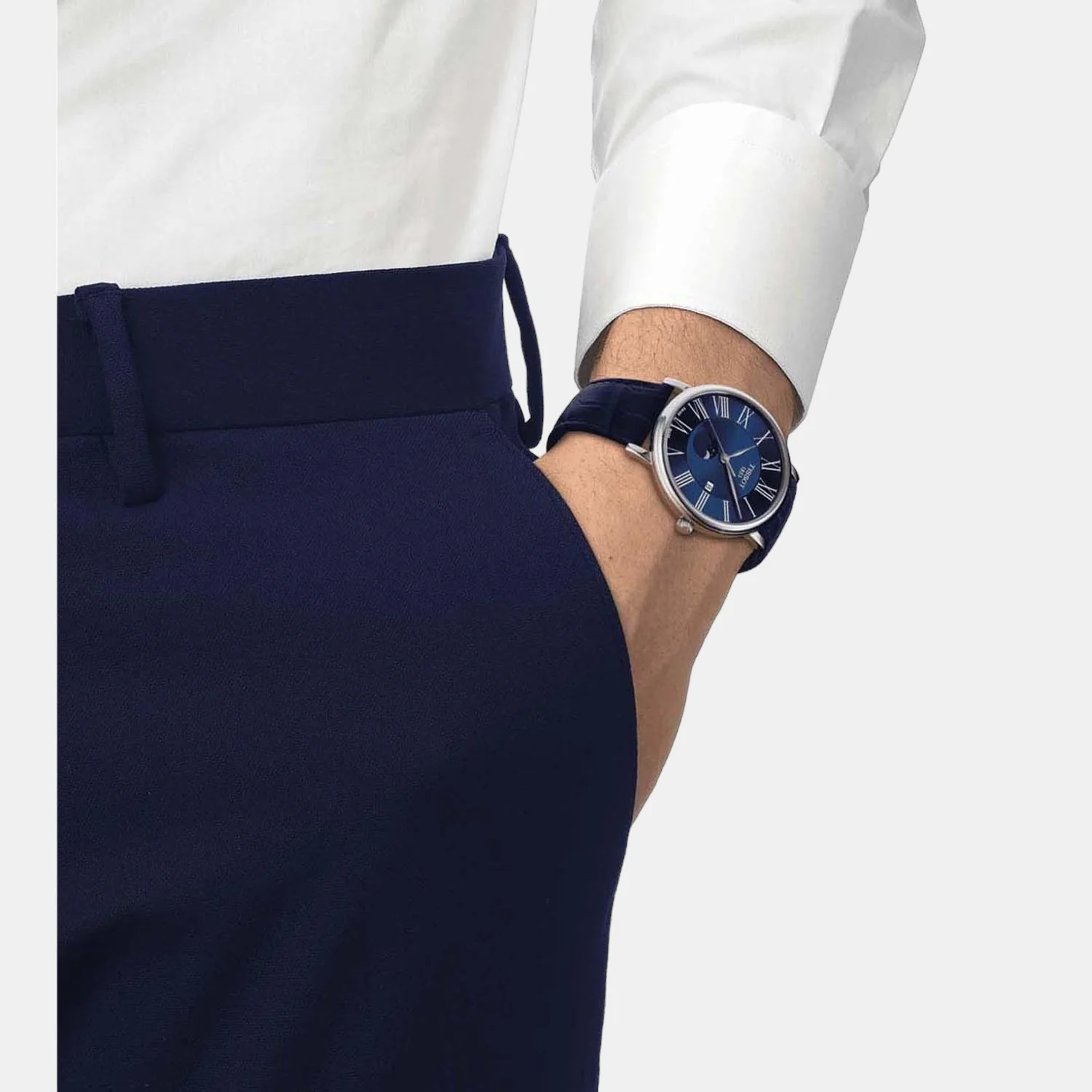 Carson Men Quartz Blue Dial Analog Leather Watch T1224231604300 - Image 4
