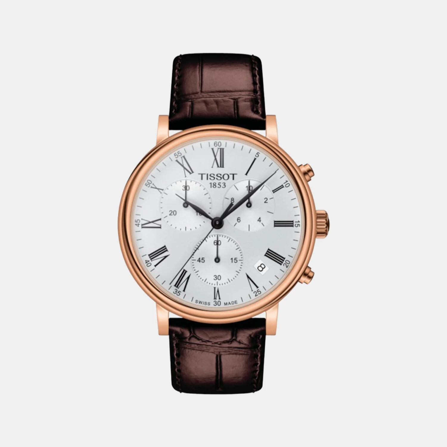 Carson Men Quartz Silver Dial Chronograph Leather Watch T1224173603300