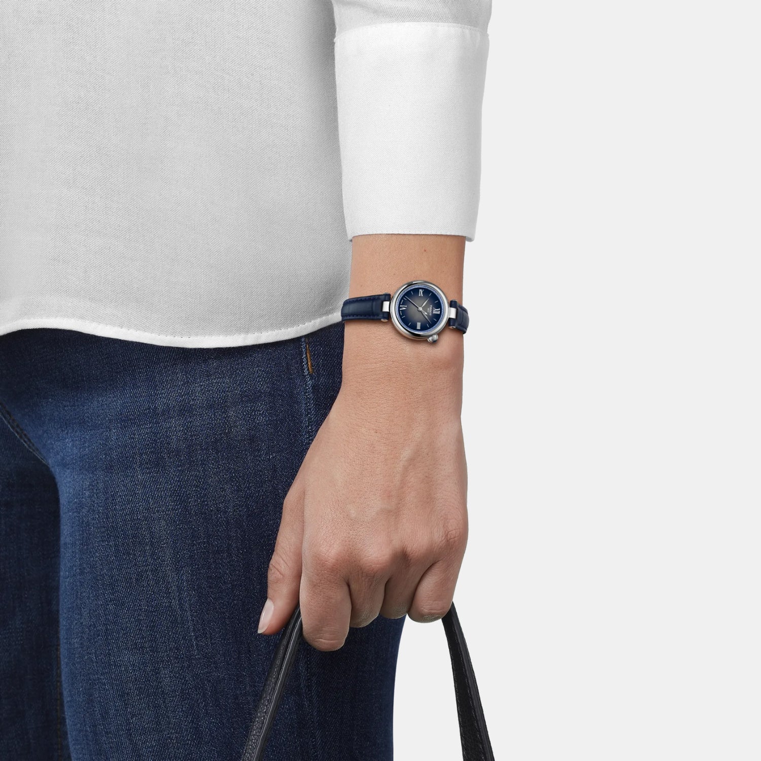Desir Women Quartz Graded Silver-Blue Dial Analog Leather Watch T1520101603801 - Image 5