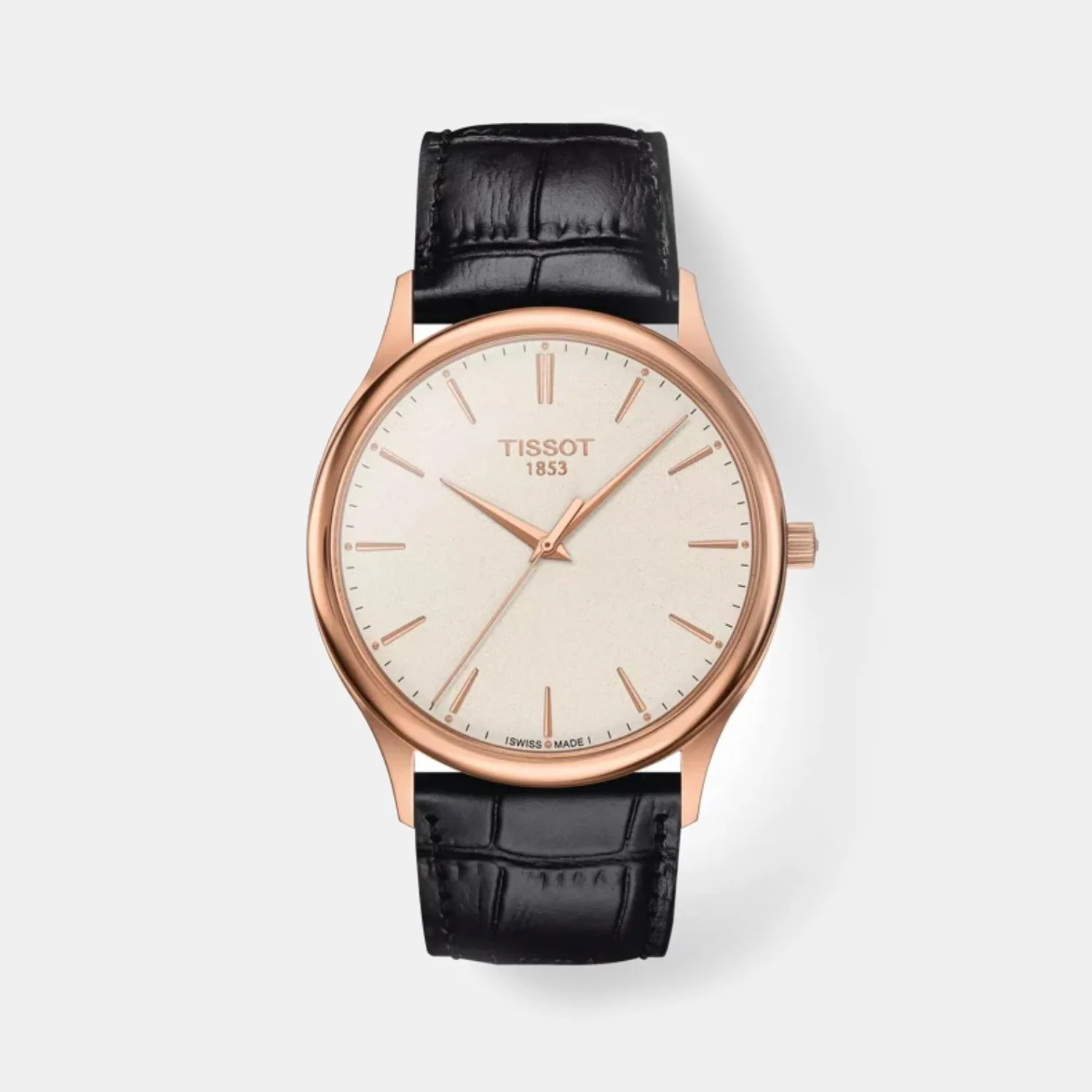 Excellence Men Quartz Cream Dial Analog Leather Watch T9264107626101 - Image 2