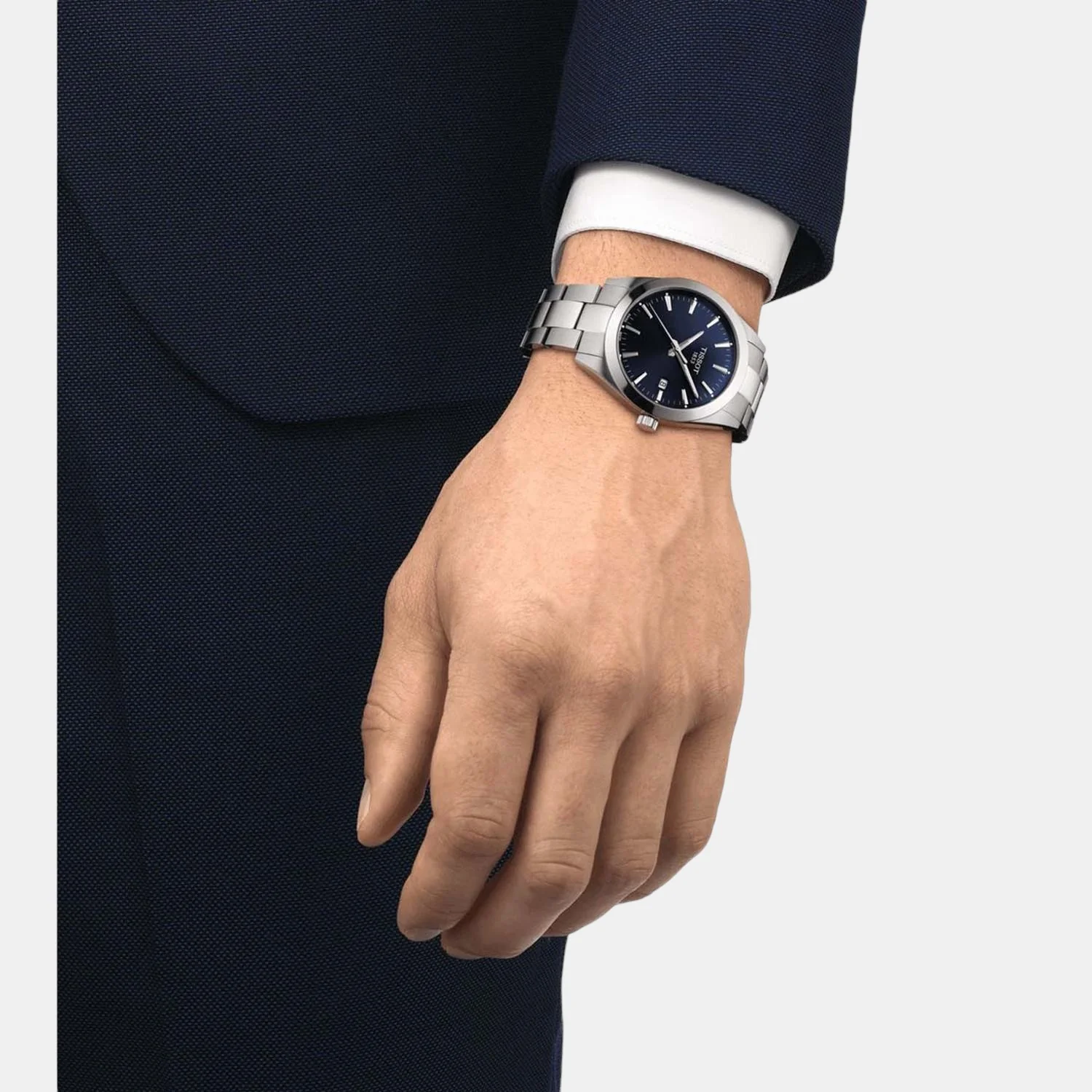 Gentleman Men Quartz Blue Dial Analog Stainless Steel Watch T1274101104100 - Image 4