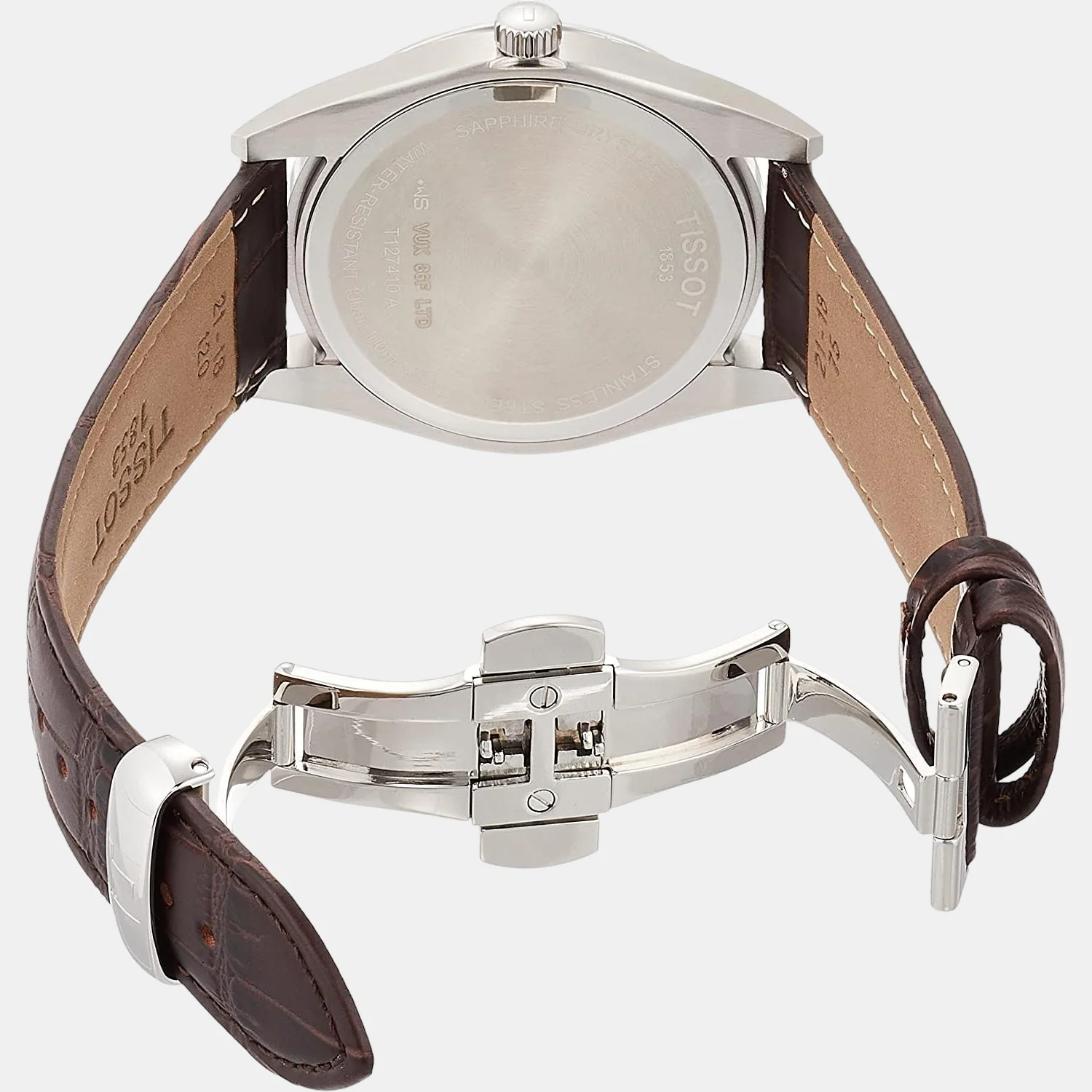 Gentleman Men Quartz Silver Dial Analog Leather Watch T1274101603101 - Image 3