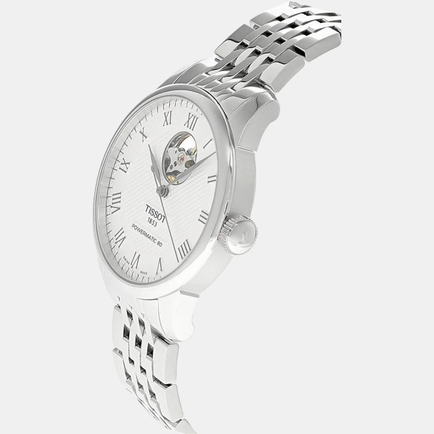 Le Locle Open Heart Men Automatic Silver Dial Analog Stainless Steel Watch T0064071103302 - Image 2