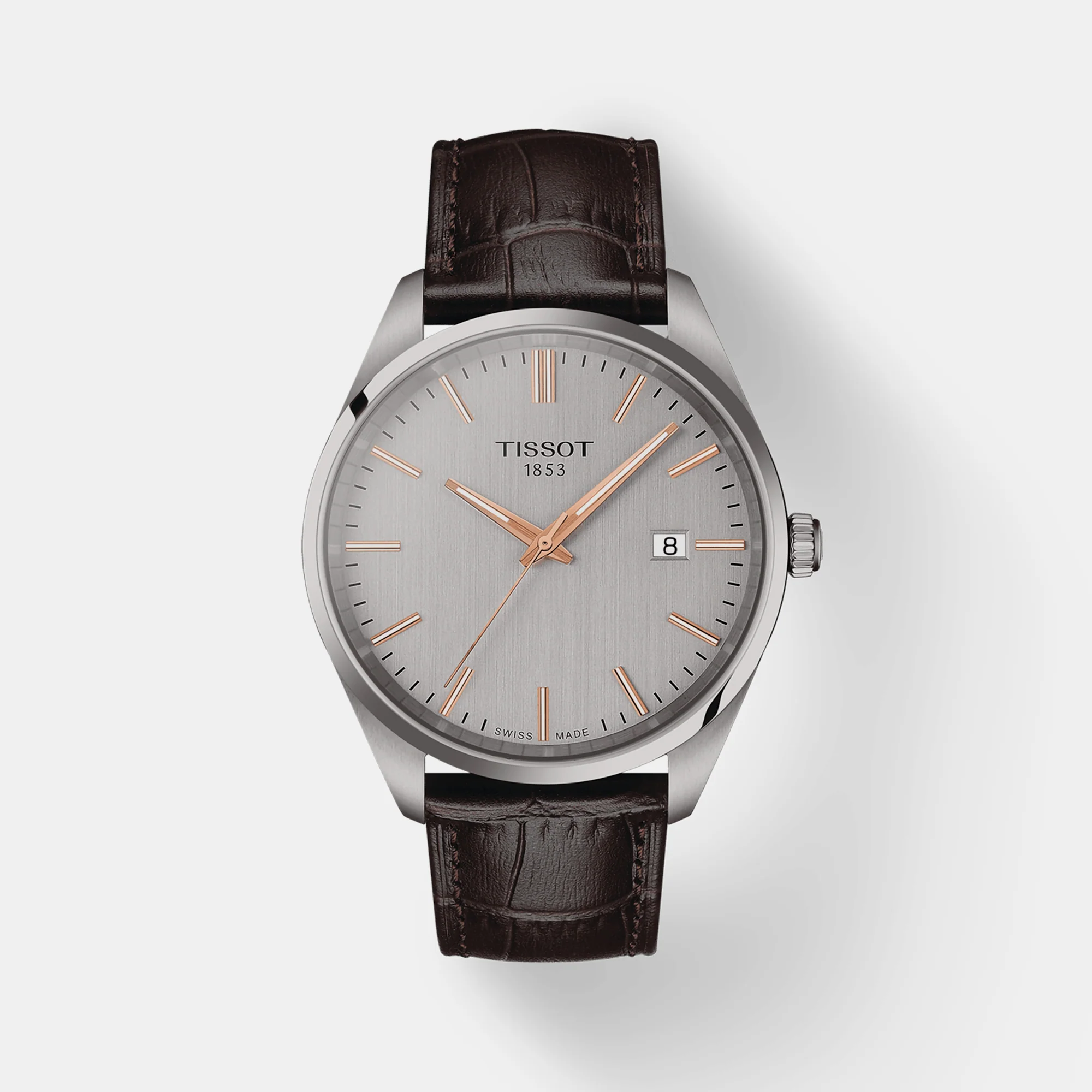 PR 100 Men Quartz Silver Dial Analog Leather Watch T1504101603100 - Image 2