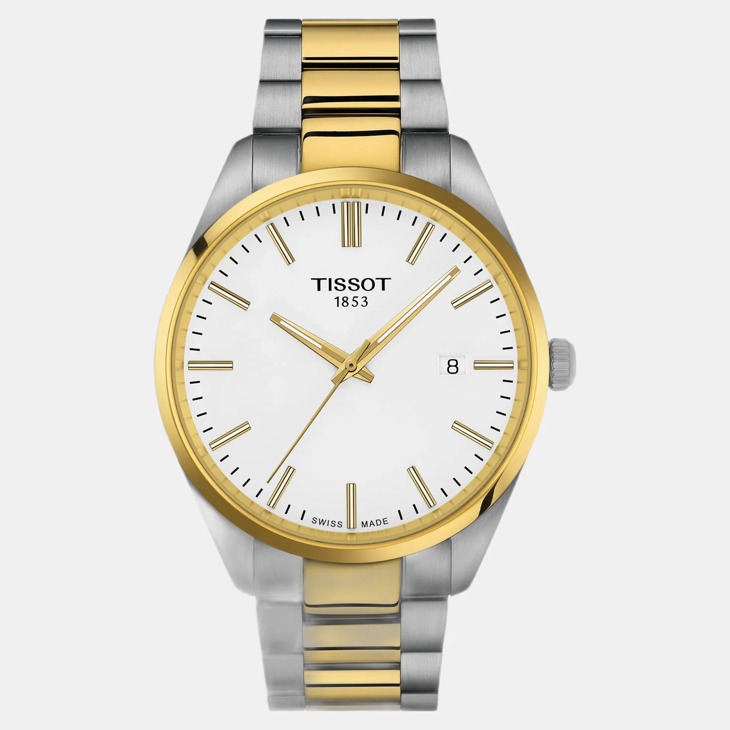 Pr 100 Men Quartz White Dial Analog Stainless Steel Watch T1504102201100 - Image 2