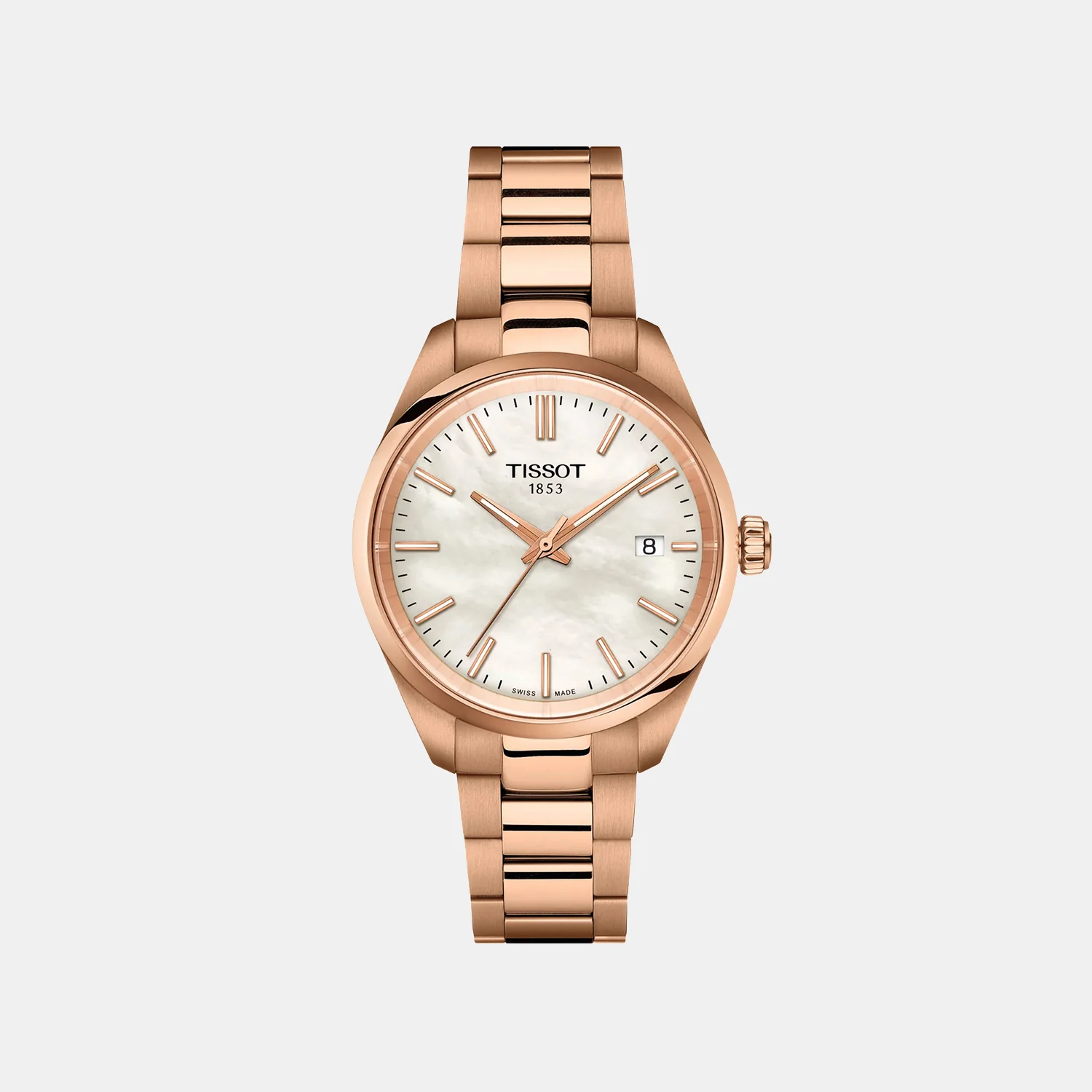 PR 100 Unisex Quartz White Mother Of Pearl Dial Analog Steel Watch T1502103311100