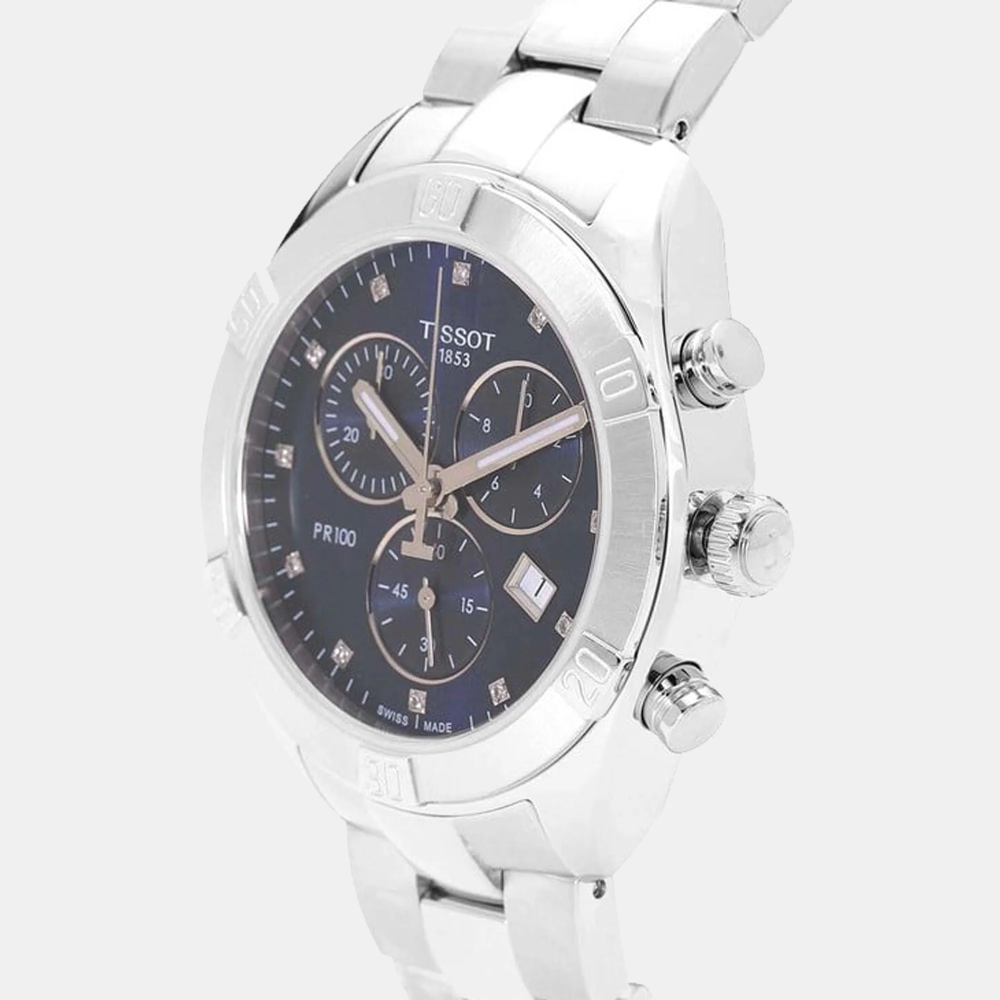 PR 100 Women Quartz Blue Dial Chronograph Stainless Steel Watch T1019171104600 - Image 3