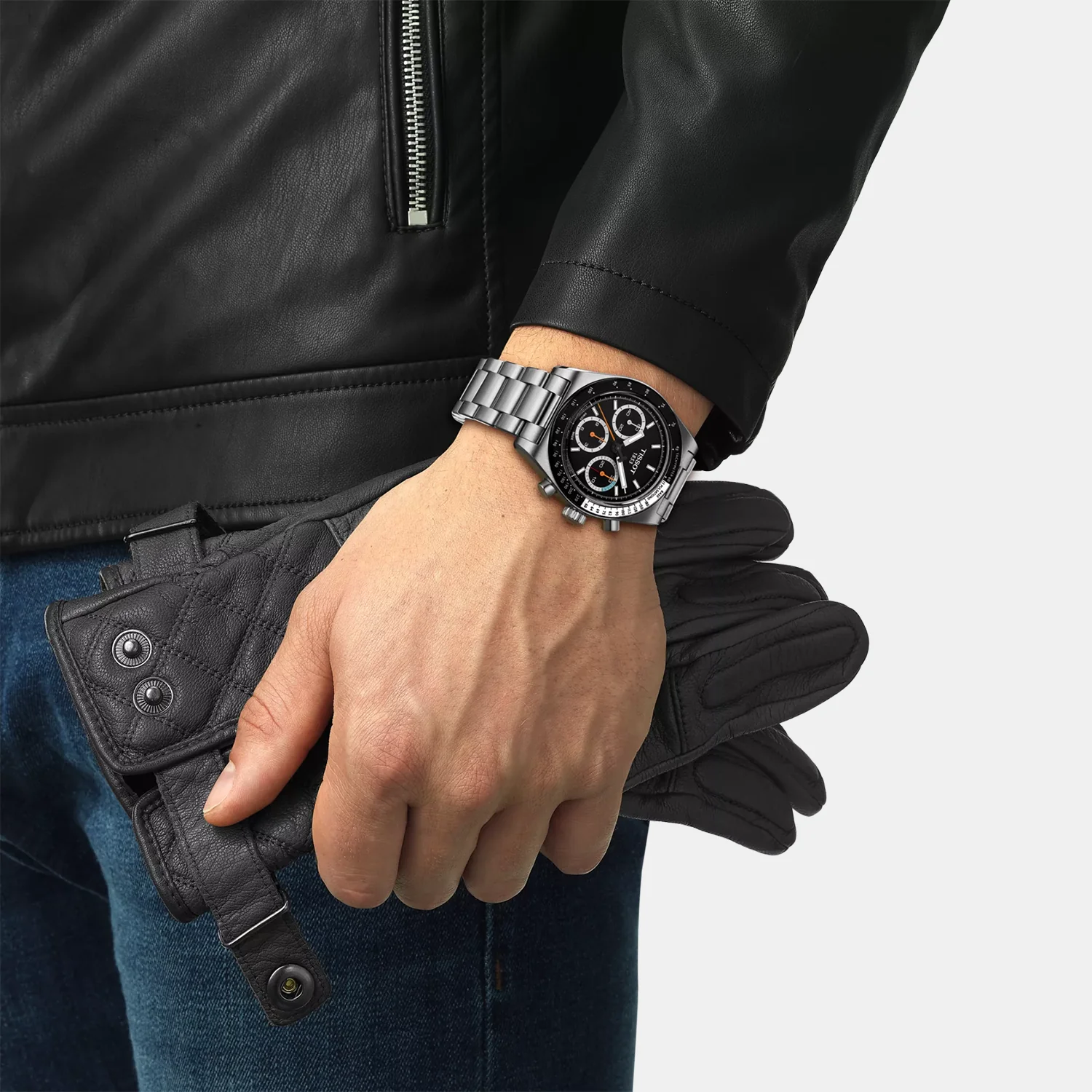 PR 516 Men Mechanical Black Dial Chronograph Stainless Steel Watch T1494592105100 - Image 5