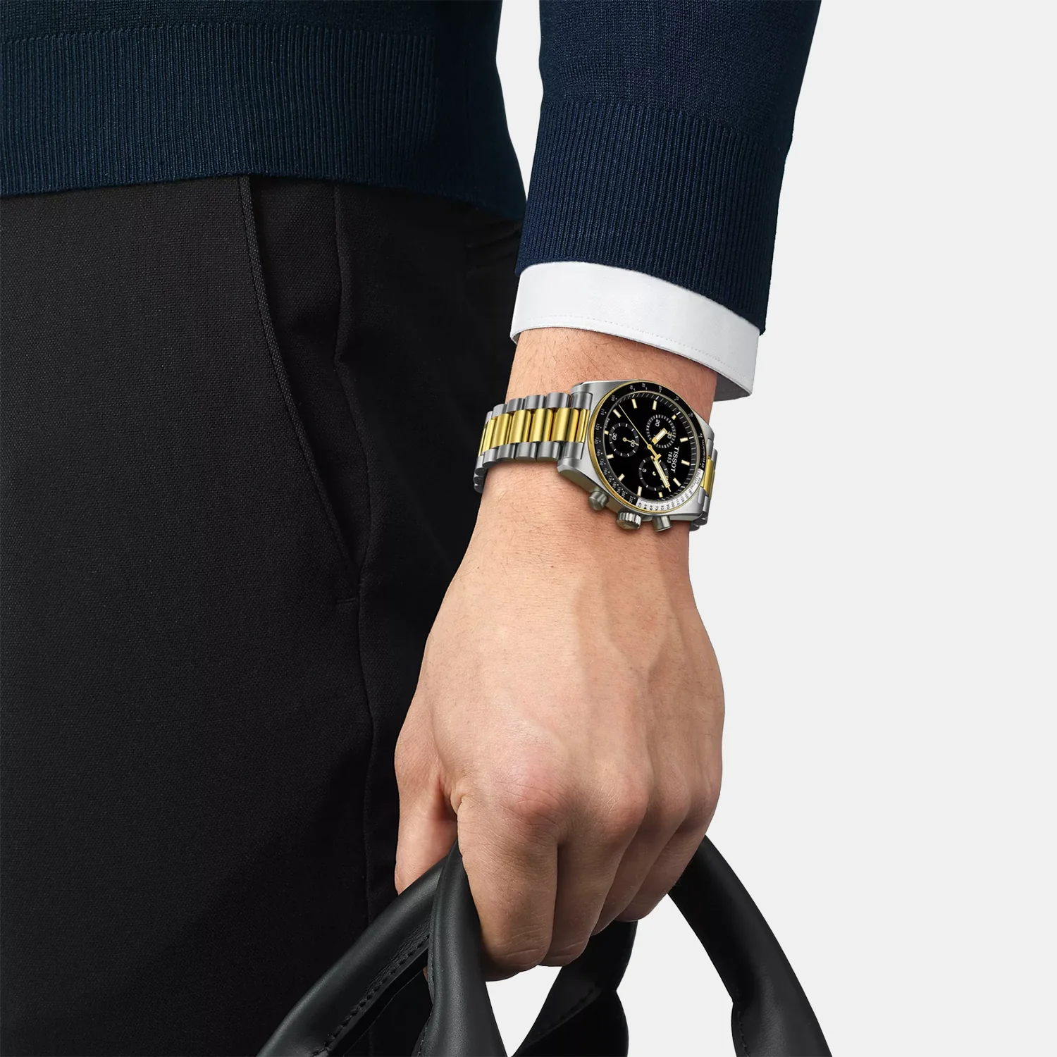 PR 516 Men Quartz Black Dial Chronograph Stainless Steel Watch T1494172205100 - Image 5