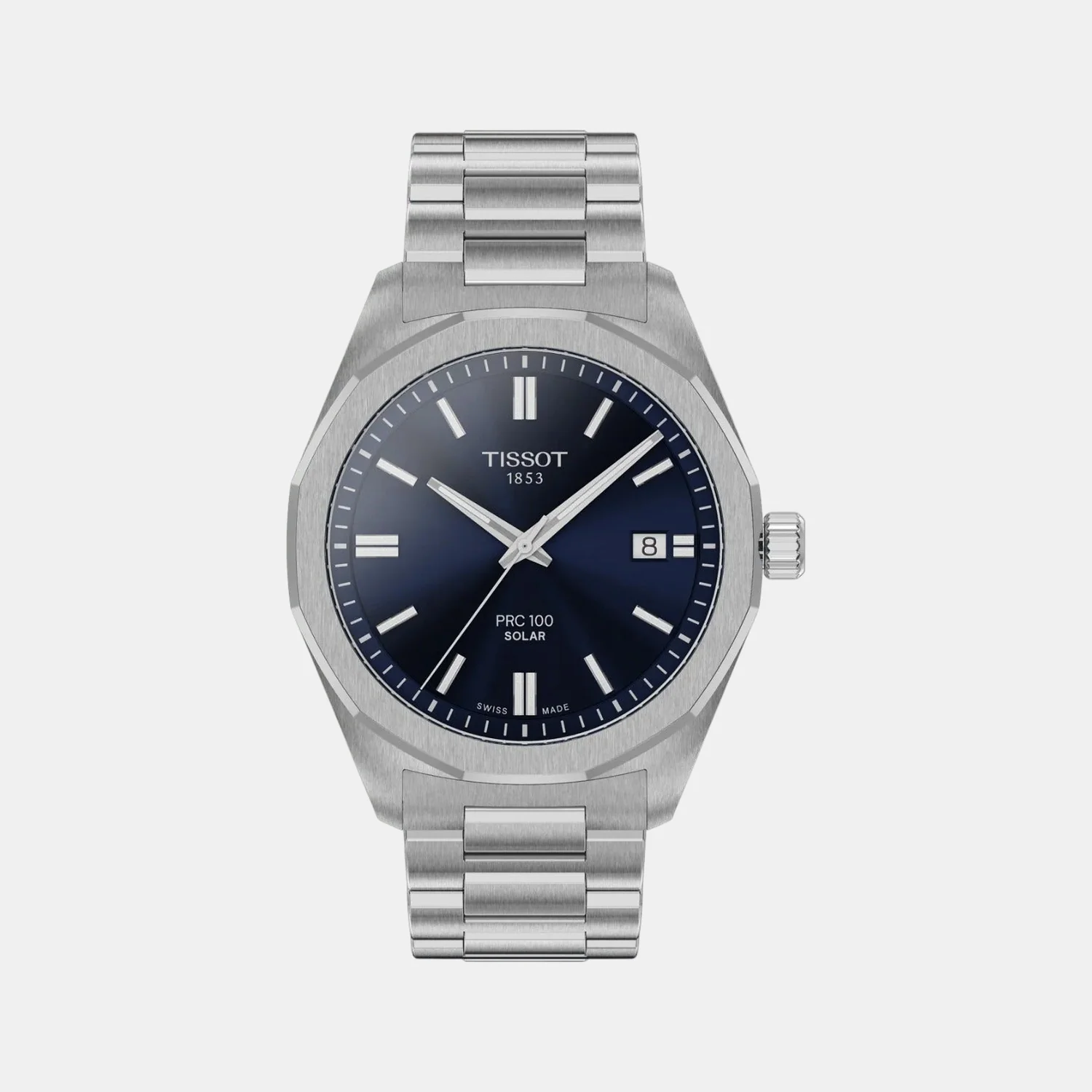 PRC 100 Quartz Solar Unisex Blue Dial Analog Stainless Steel Watch T1514221104100