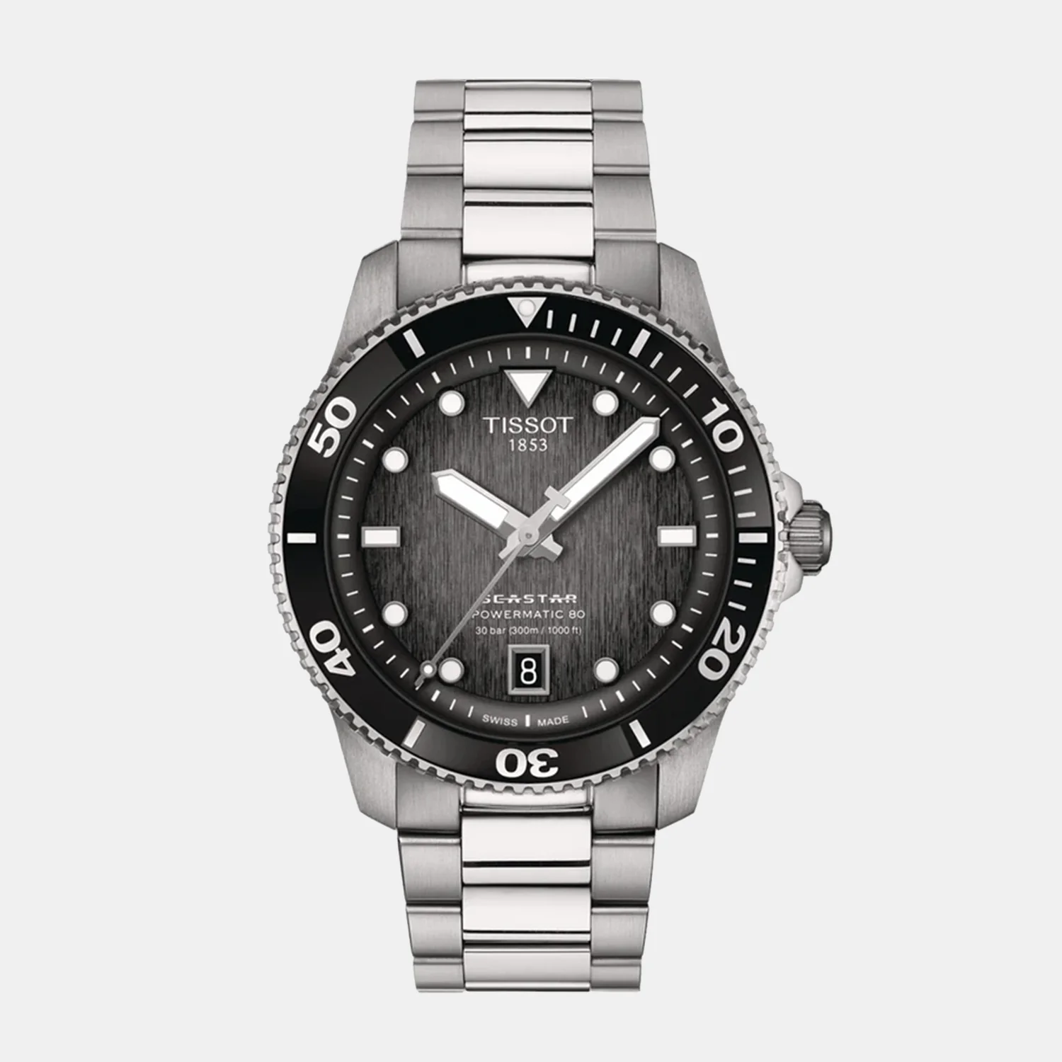 Seastar 1000 Men Automatic Graded Grey-Black Dial Analog Stainless Steel Watch T1208071105100