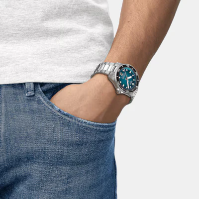 Seastar 1000 Men Automatic Graded Turquoise-Black Dial Analog Stainless Steel Watch T1208071109100 - Image 6