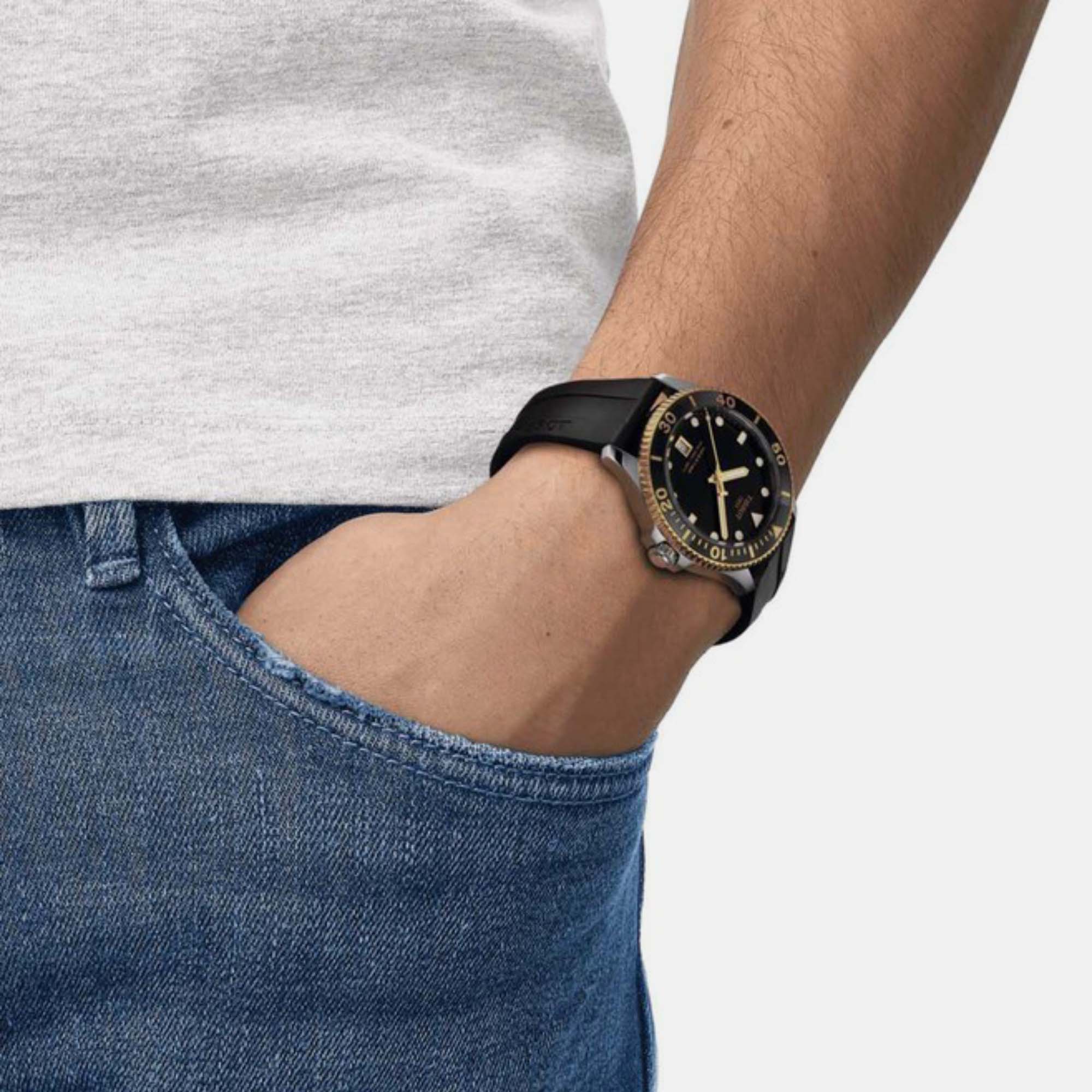 Seastar 1000 Men Quartz Black Dial Analog Silicone Watch T1204102705100 - Image 7