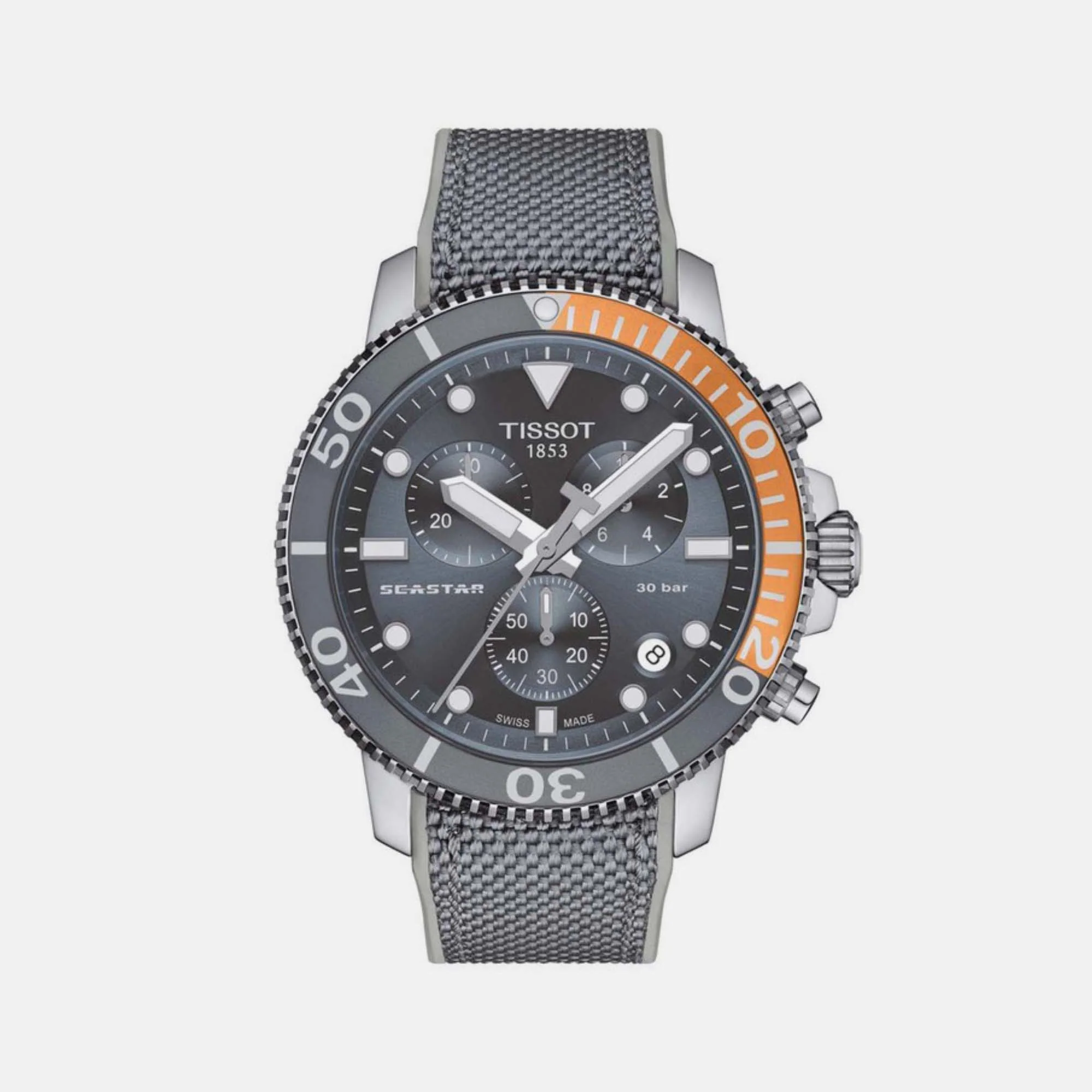 Seastar 1000 Men Quartz Black Dial Chronograph Silicone Watch T1204171708101 - Image 2