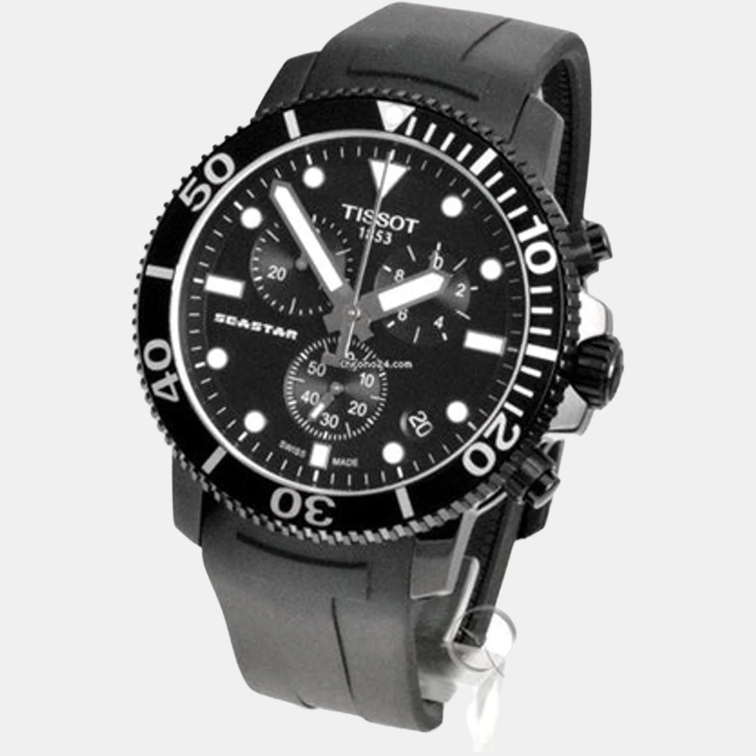Seastar 1000 Men Quartz Black Dial Chronograph Silicone Watch T1204173705102 - Image 3