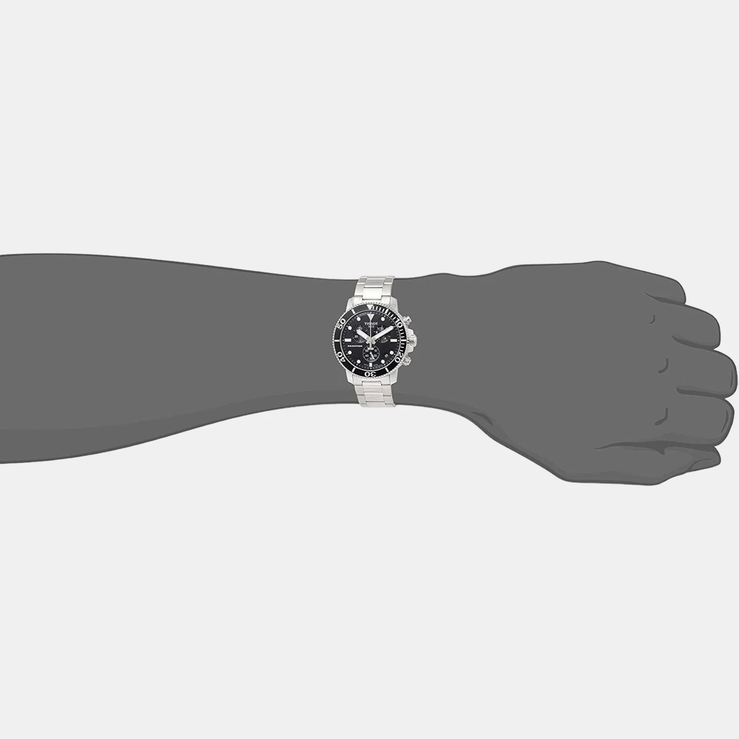 Seastar 1000 Men Quartz Black Dial Chronograph Stainless Steel Watch T1204171105100 - Image 3