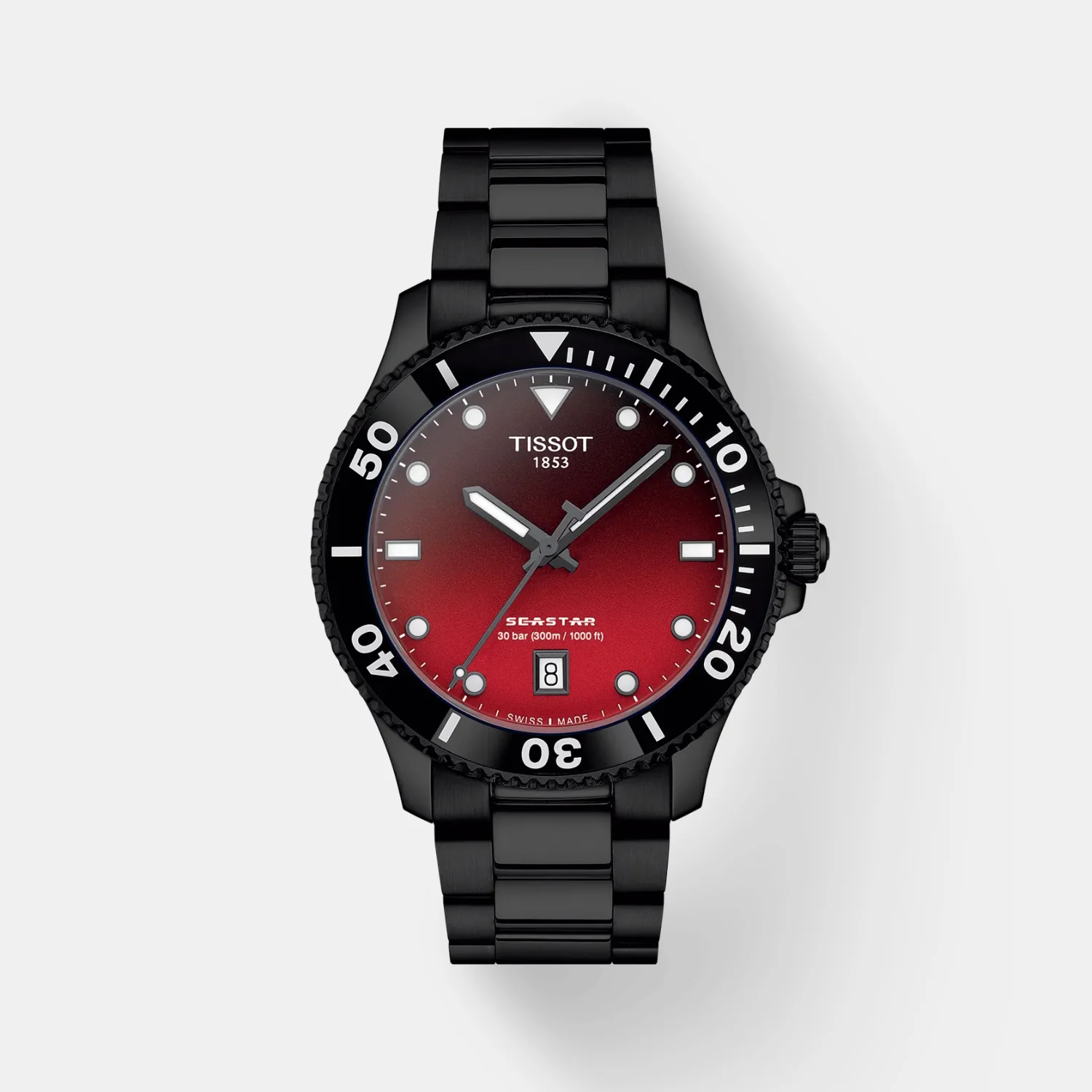 Seastar 1000 Men Quartz Graded Red-Black Dial Analog Stainless Steel Watch T1204103342100 - Image 2