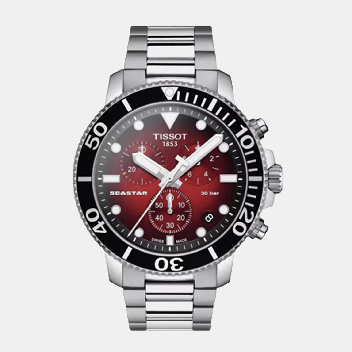 Seastar 1000 Men Quartz Graded Red-Black Dial Chronograph Stainless Steel Watch T1204171142100