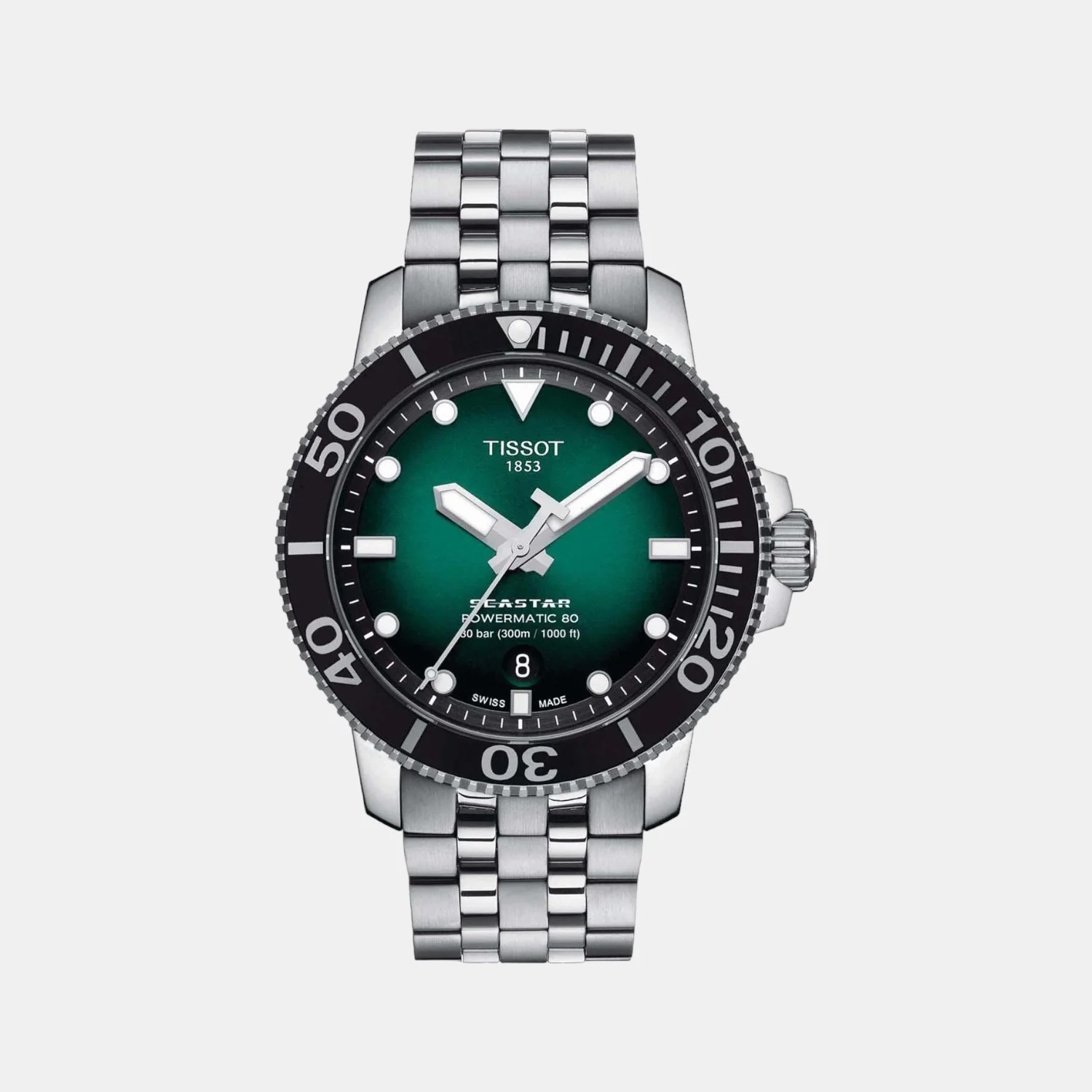 Seastar Men Automatic Graded Green-Black Dial Analog Stainless Steel Watch T1204071109101