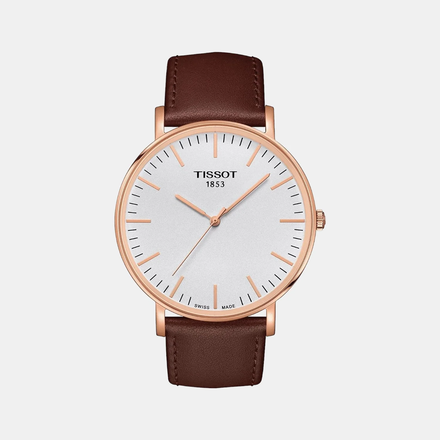 Everytime Men Quartz Silver Dial Analog Leather Watch T1096103603100