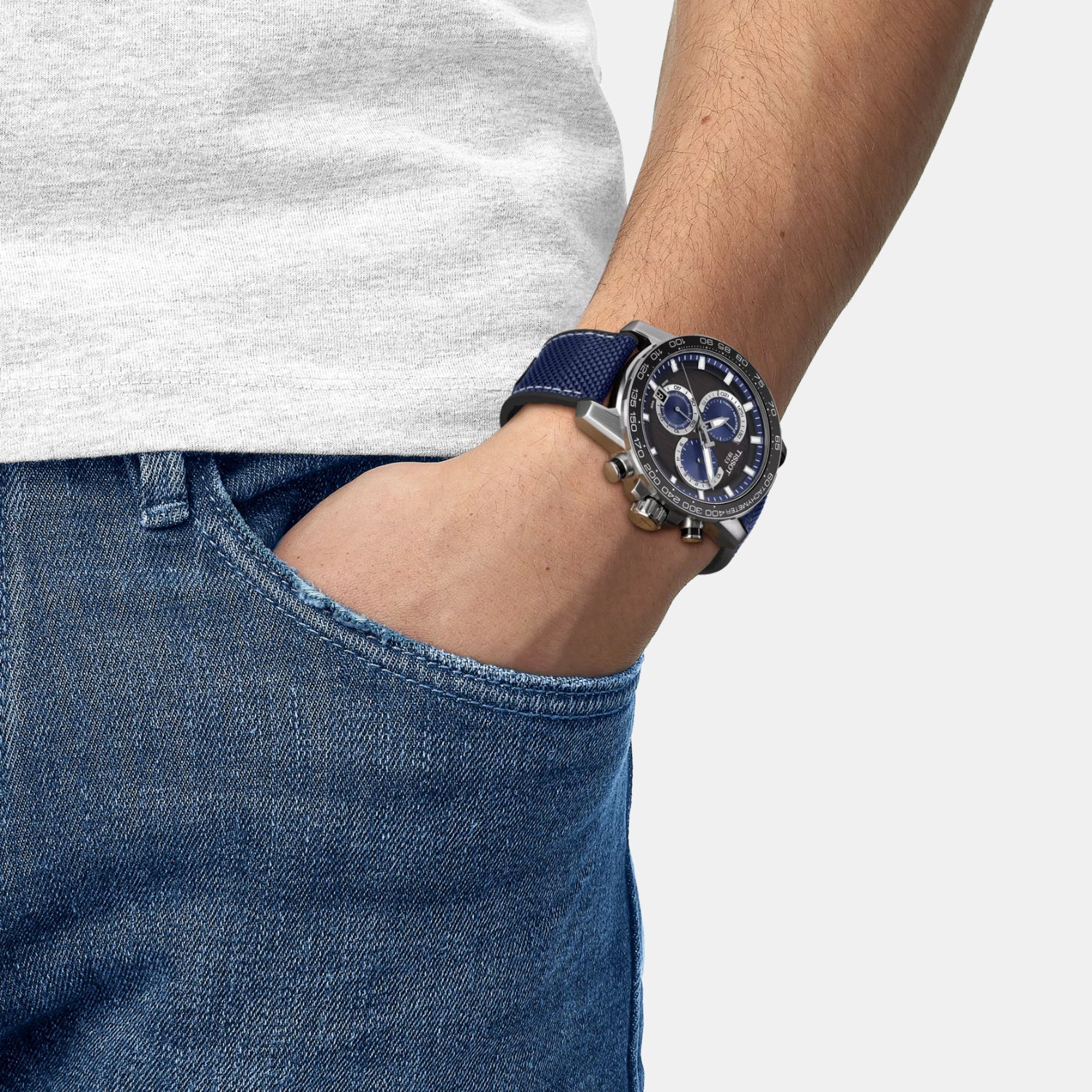 Supersport Men Quartz Black Dial Chronograph Fabric Watch T1256171705103 - Image 5