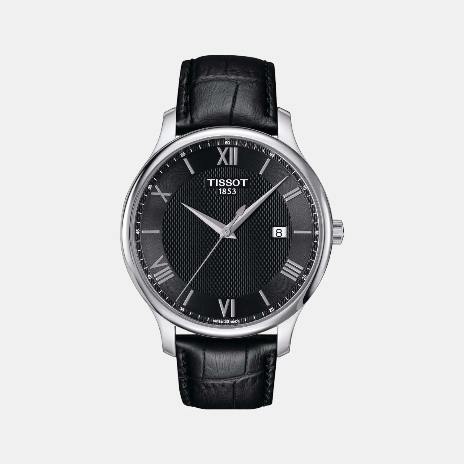Tradition Men Quartz Black Dial Analog Leather Watch T0636101605800