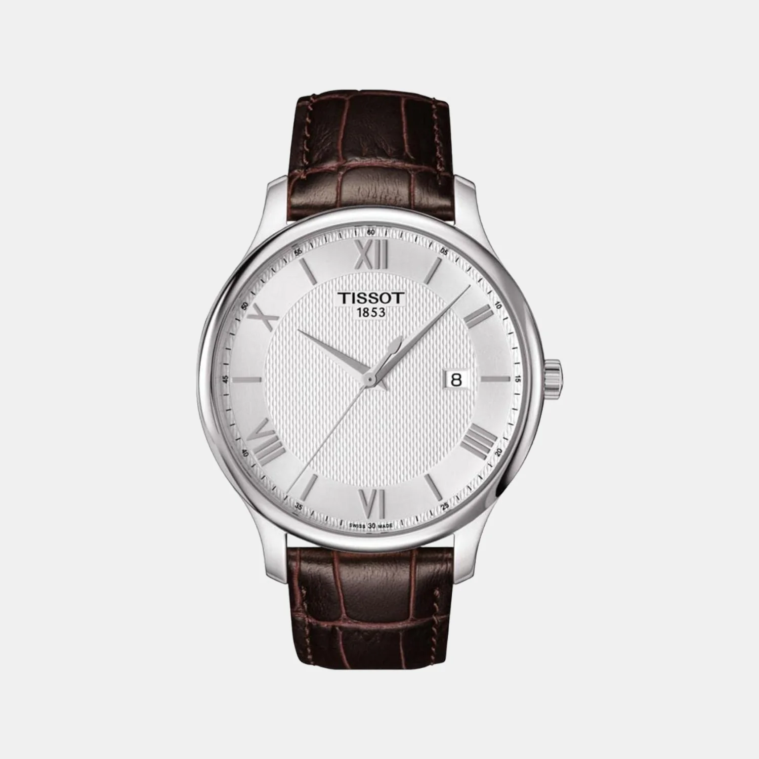 Tradition Men Quartz Silver Dial Analog Leather Watch T0636101603800
