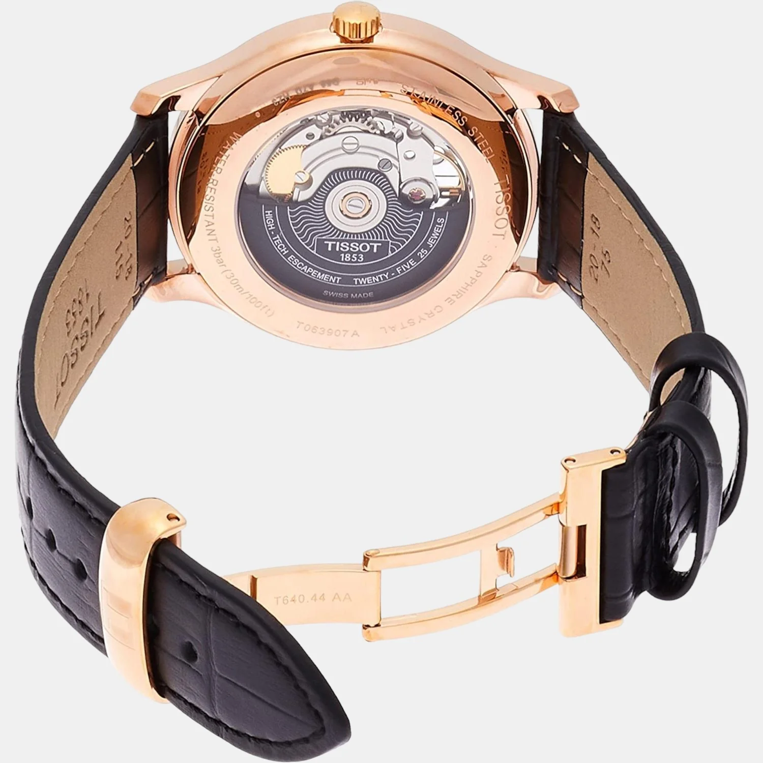 Tradition Open Heart Men Automatic Black Dial Analog Leather Watch T0639073606800 - Image 2