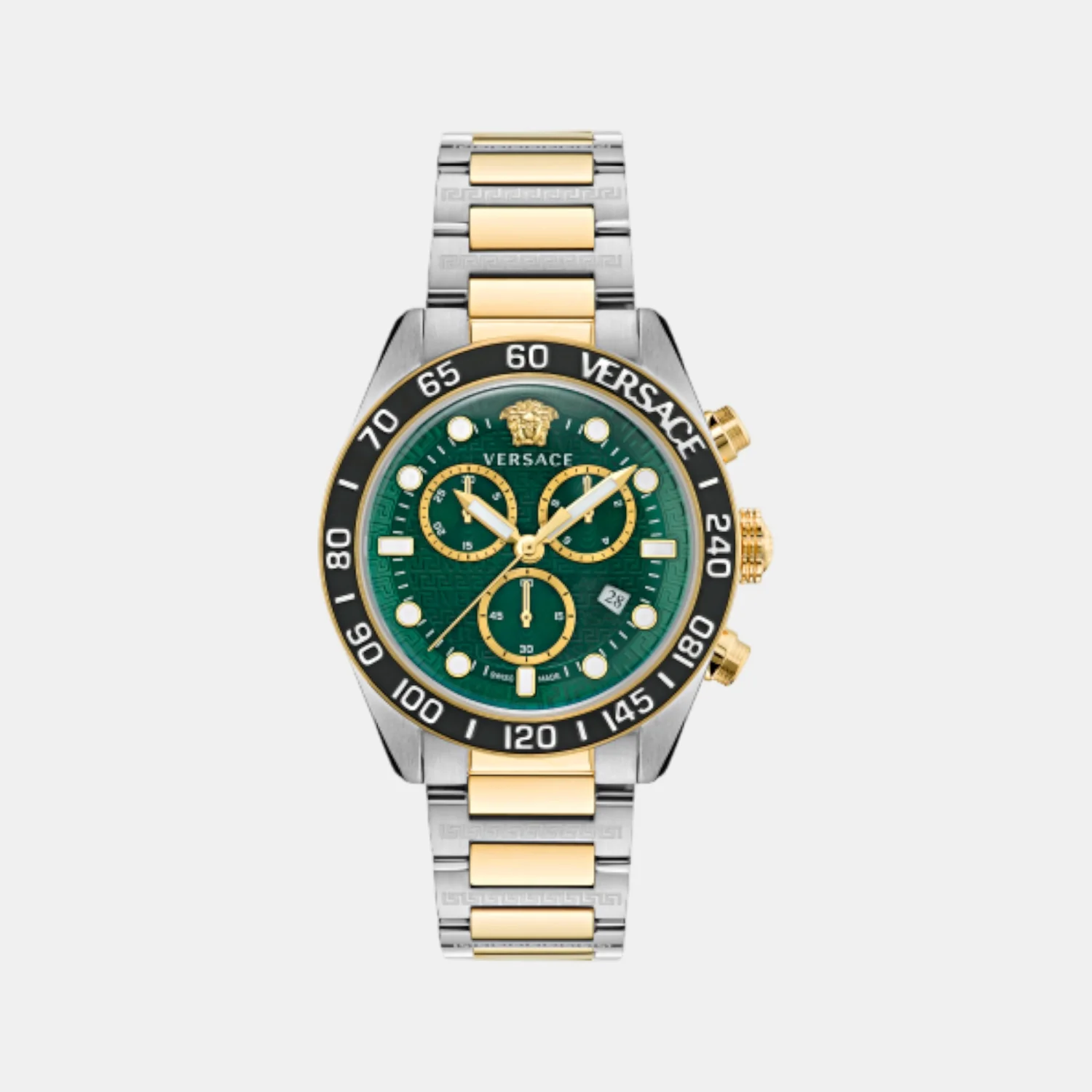 Greca Dome Men Quartz Green Dial Chronograph Stainless Steel Watch VE6K00423