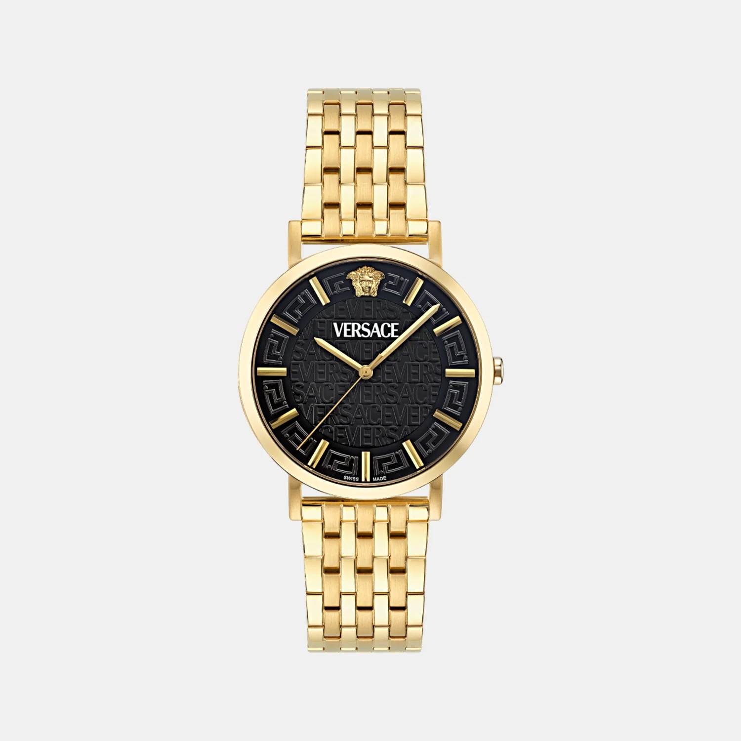 Greca Slim Men Quartz Black Dial Analog Stainless Steel Watch VE8Q00524