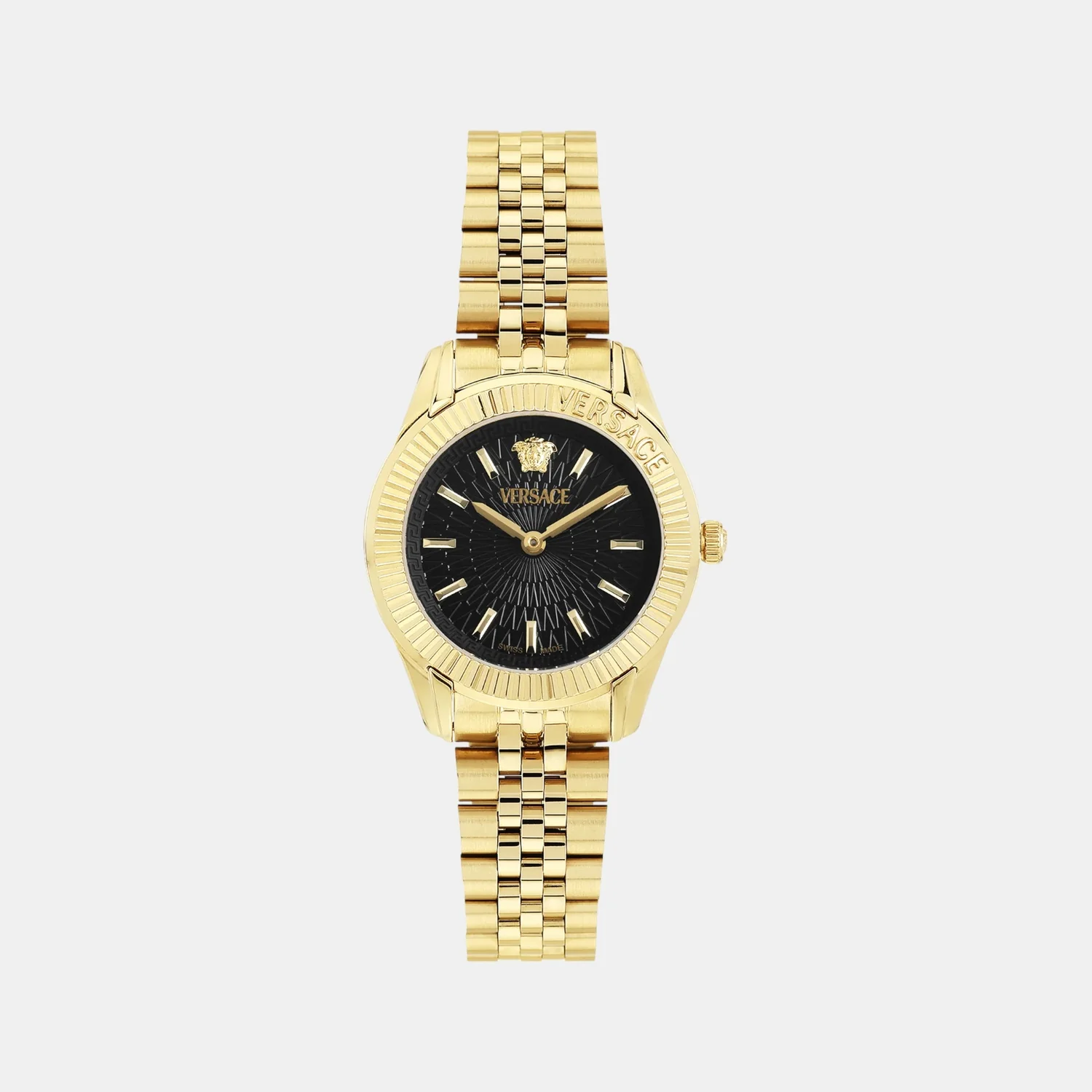 Greca Time Women Quartz Black Dial Analog Stainless Steel Watch VE9CA0424