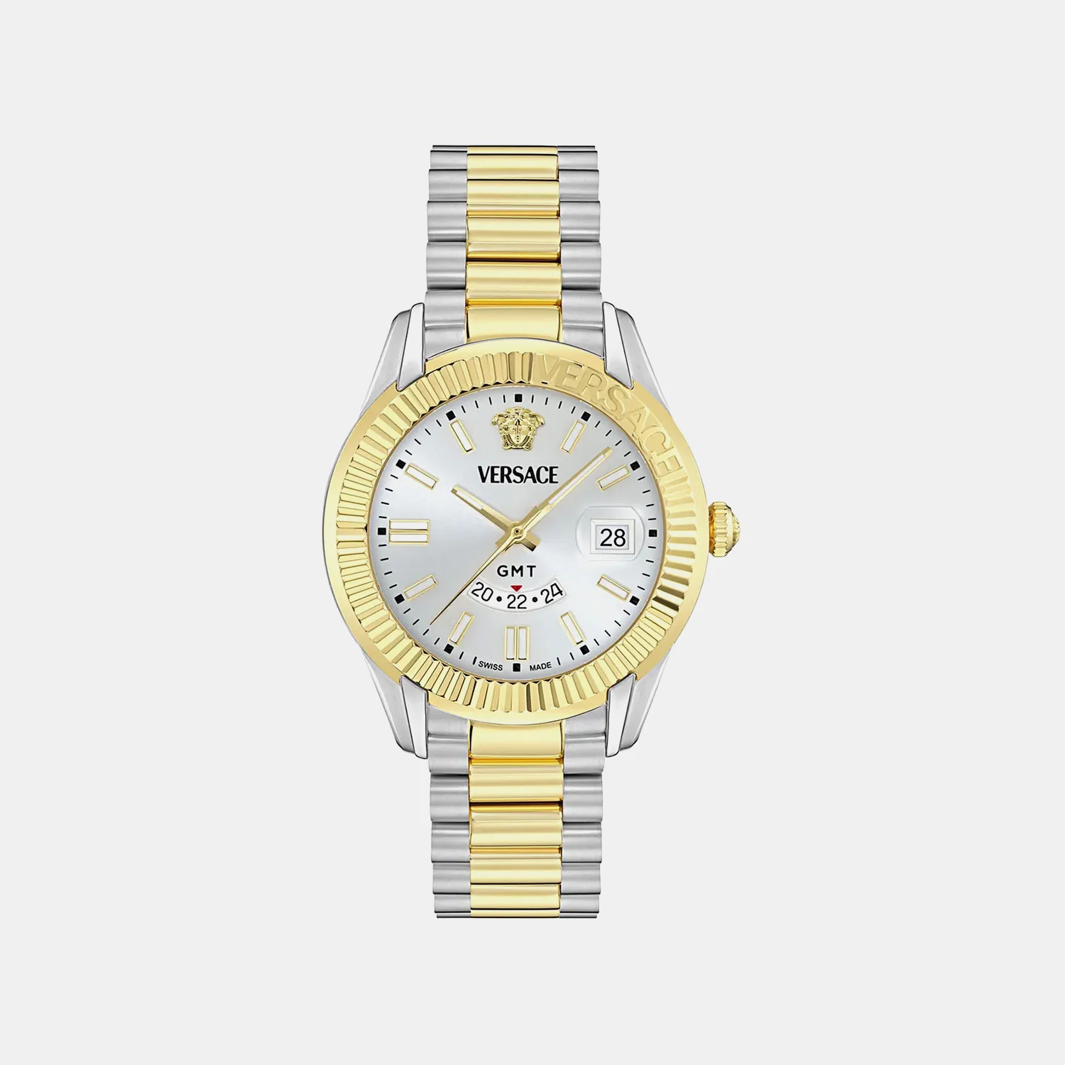 Men GMT Silver White Dial Analog Recycled Steel Watch VE0U00325