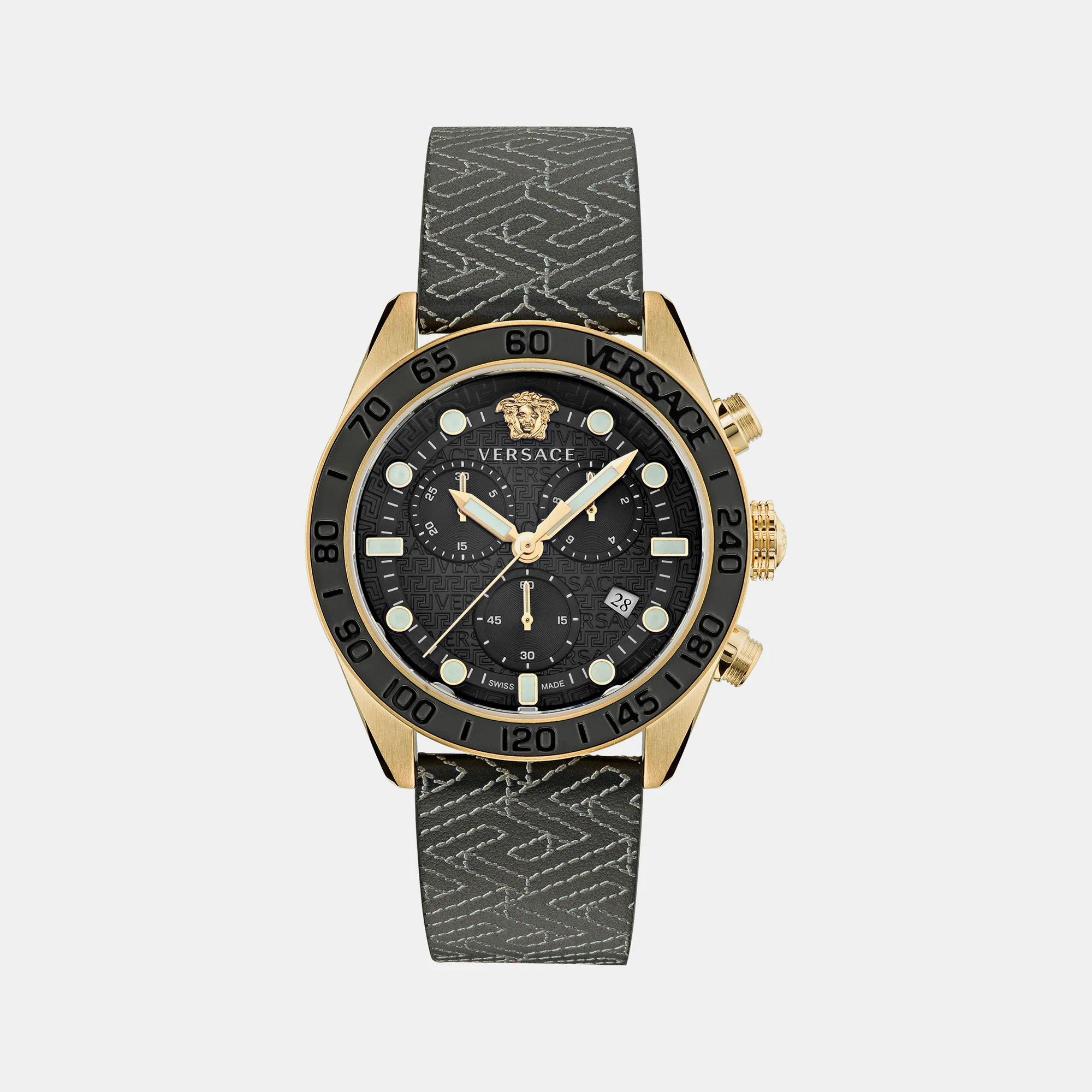 Men Quartz Black Dial Chronograph Leather Watch VE6K00123