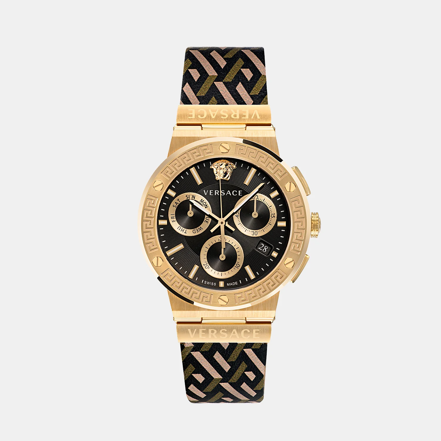Men Quartz Black Dial Chronograph Leather Watch VEZ900621