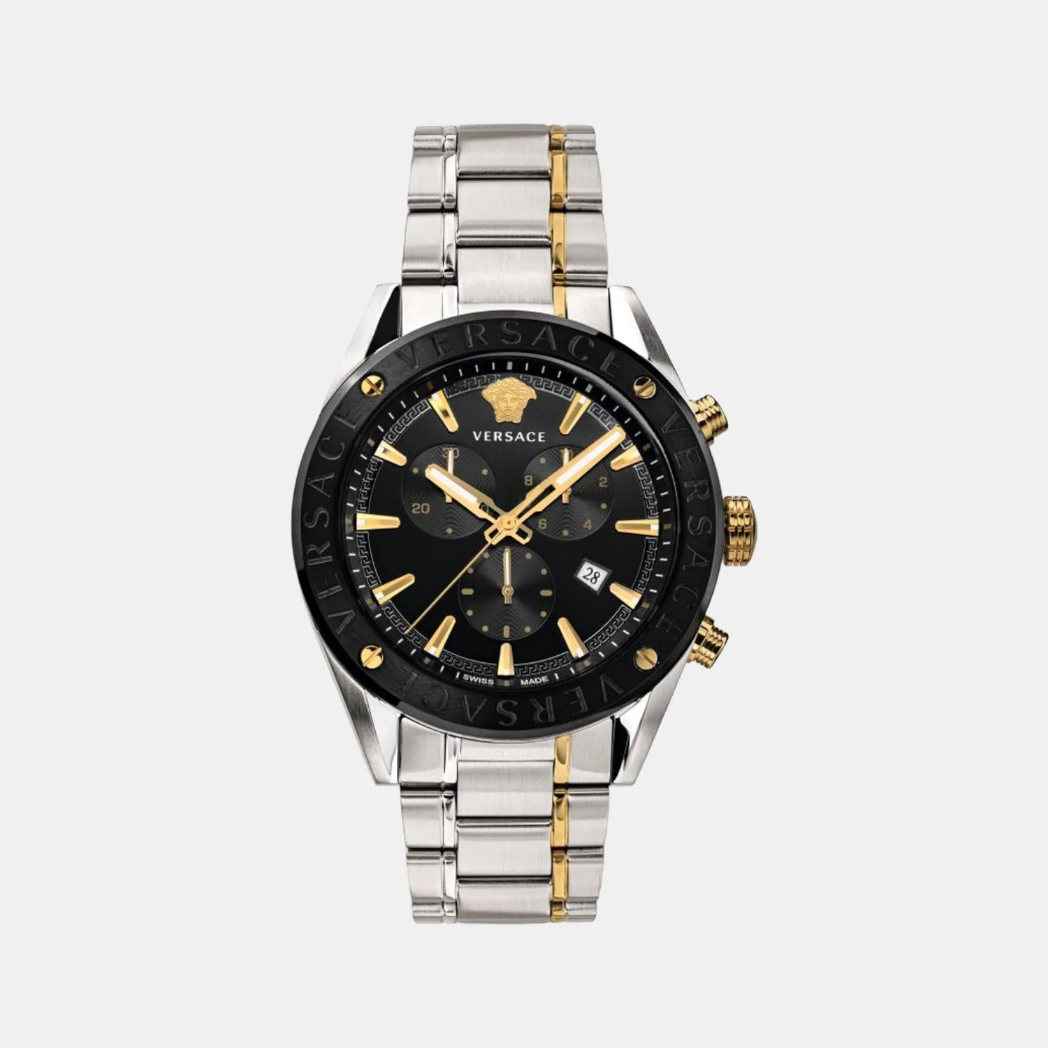 Men Quartz Black Dial Chronograph Stainless Steel Watch VEHB00619