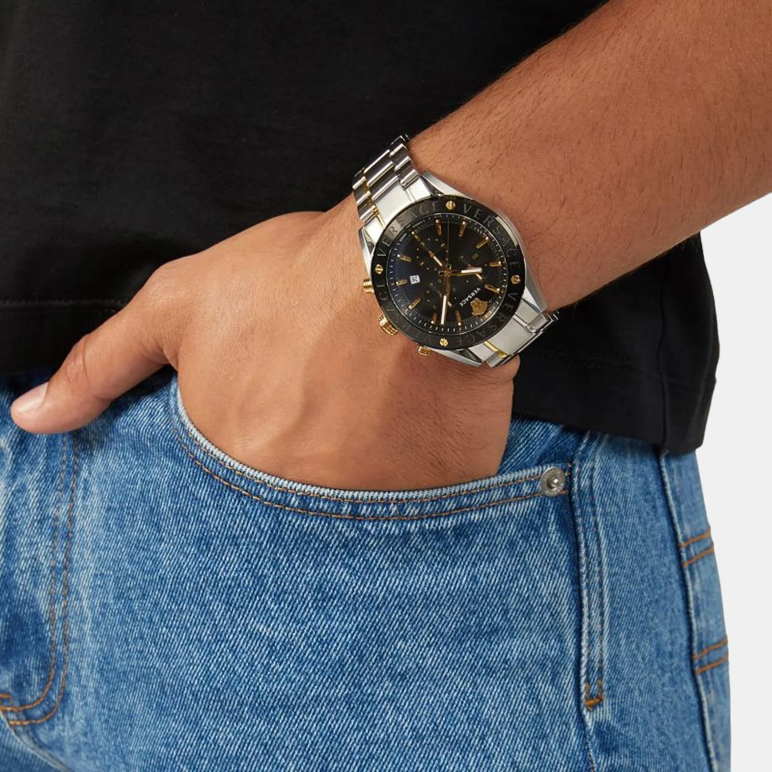 Men Quartz Black Dial Chronograph Stainless Steel Watch VEHB00619 - Image 8