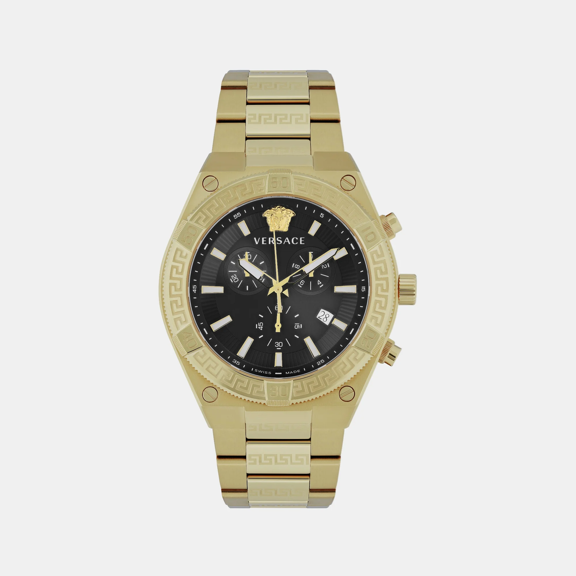 Men Quartz Black Dial Chronograph Stainless Steel Watch VESO00922