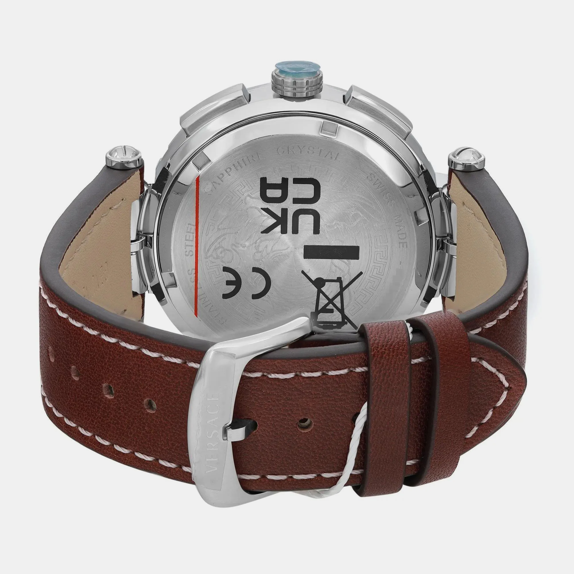 Men Quartz Blue Dial Chronograph Leather Watch VE3L00122 - Image 2