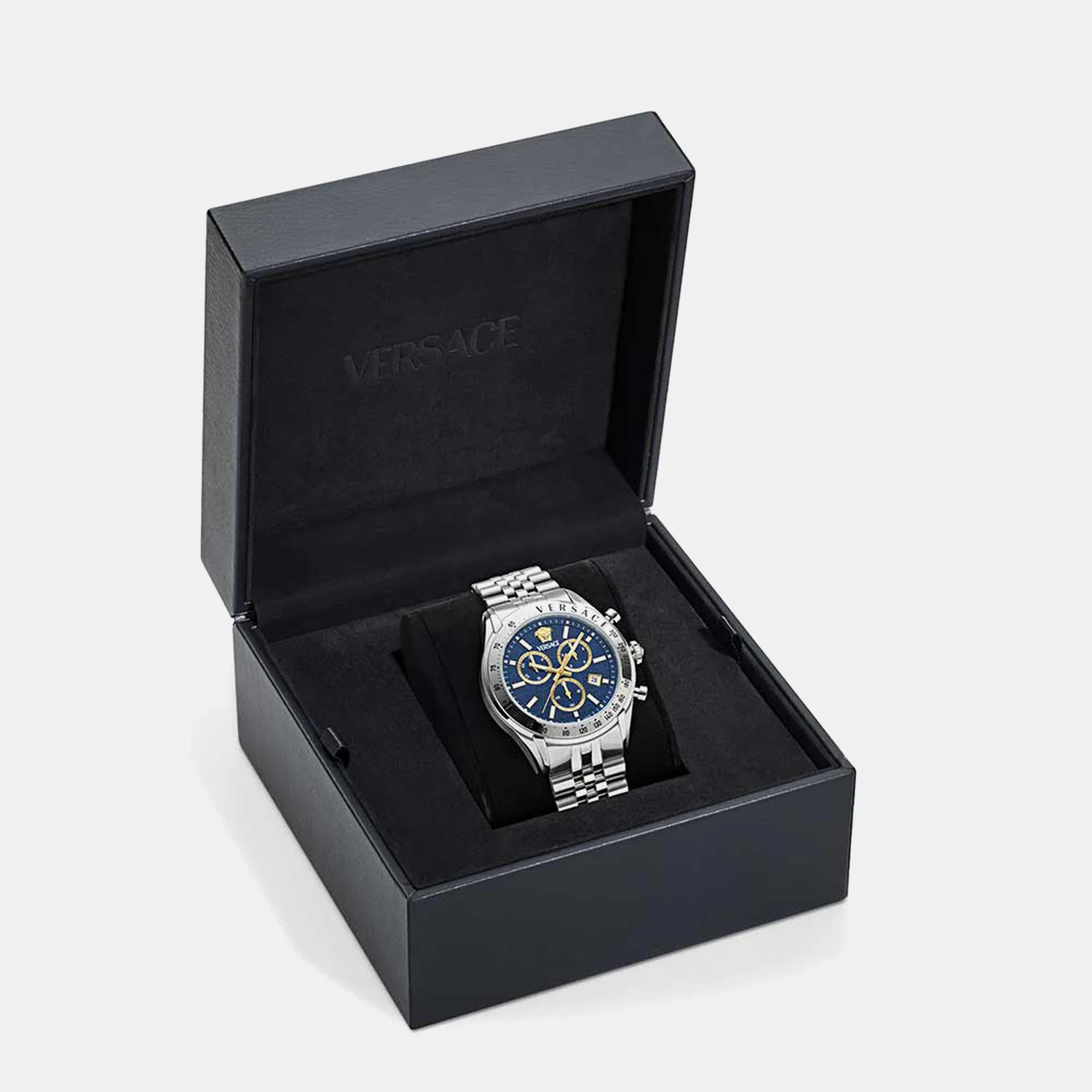 Men Quartz Blue Dial Chronograph Stainless Steel Watch VE8R00324 - Image 4