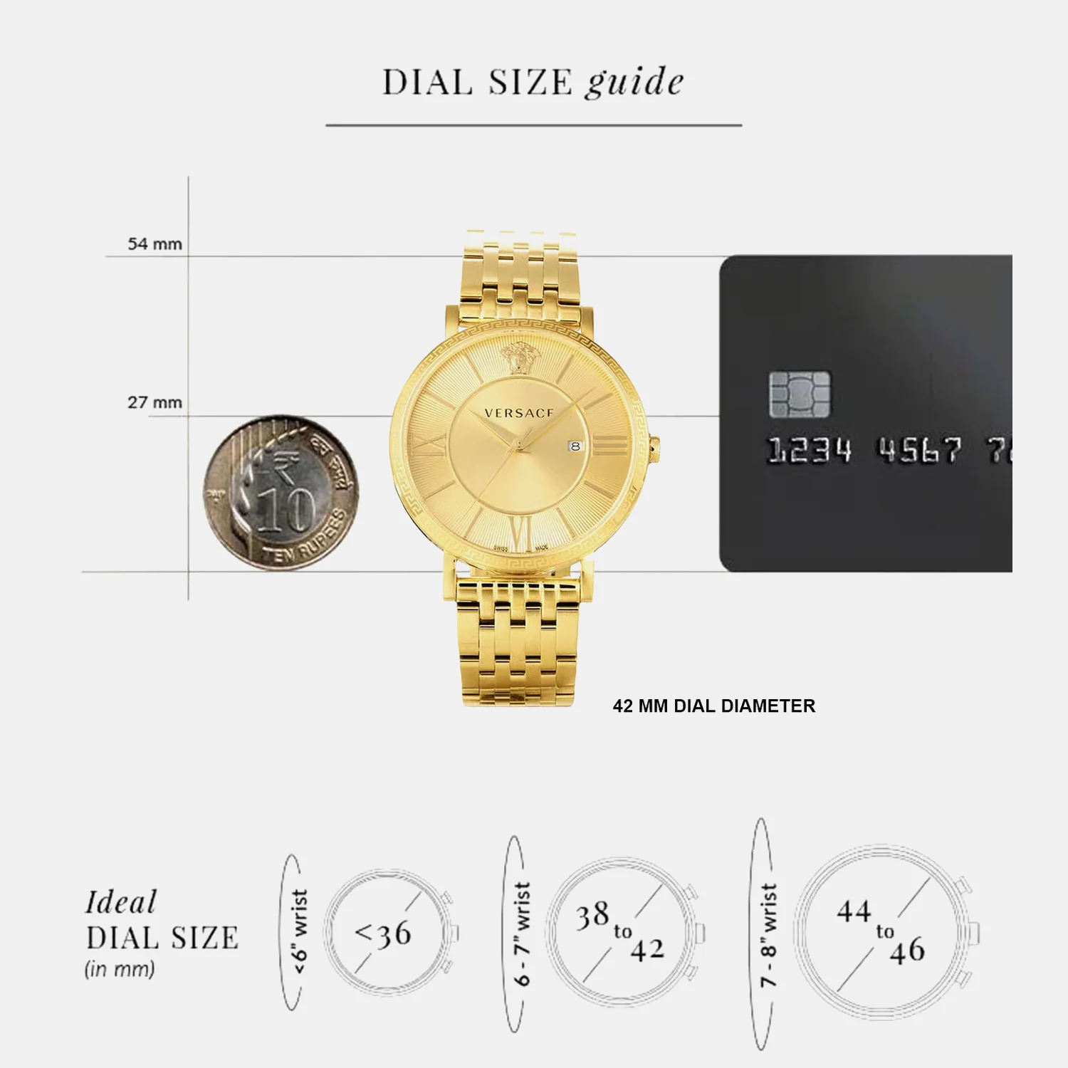 Men Quartz Gold Dial Analog Stainless Steel Watch VENCA0524 - Image 7